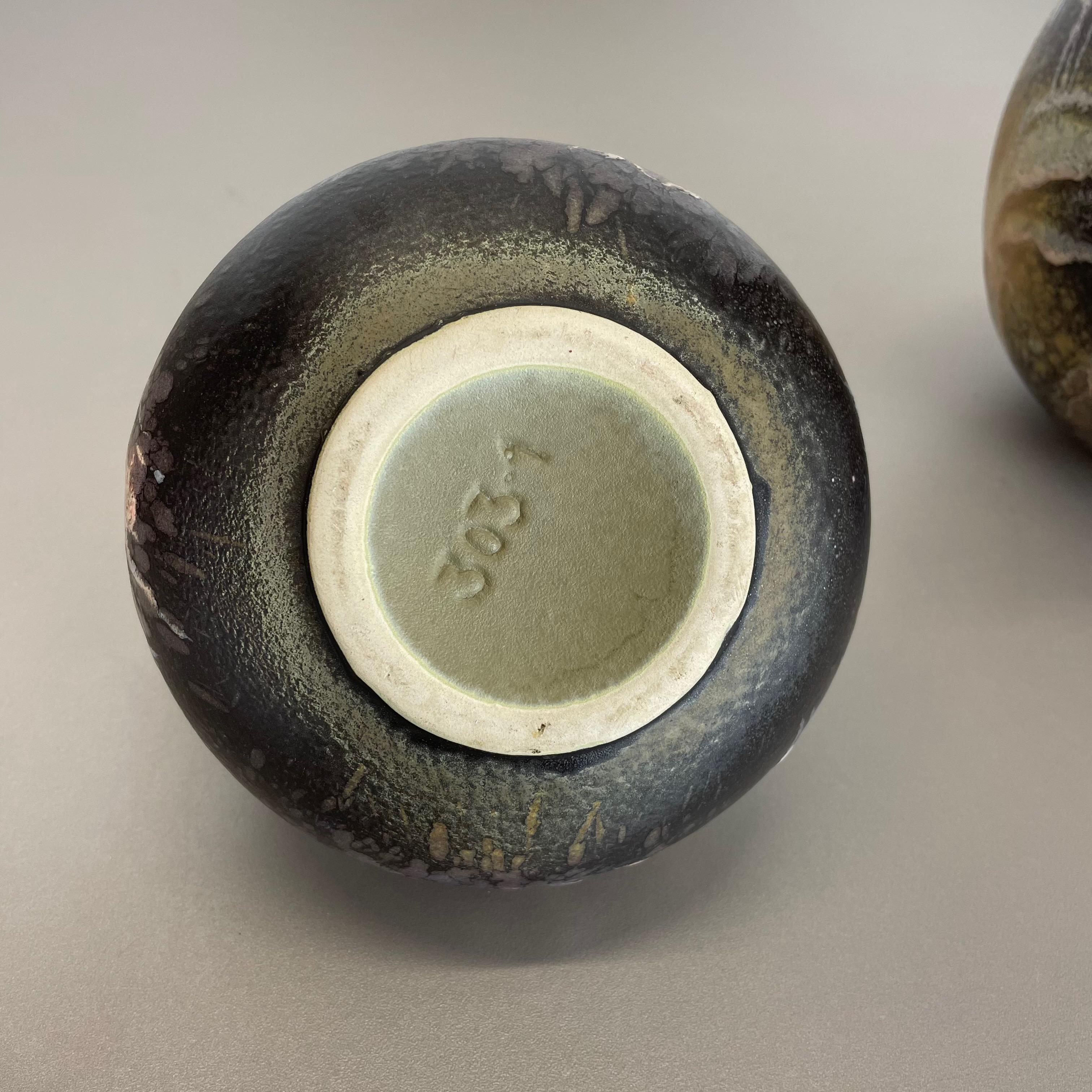 Set of 2 Pottery Vases Fat Lava Abstract Made by Ruscha, Germany, 1960s For Sale 9