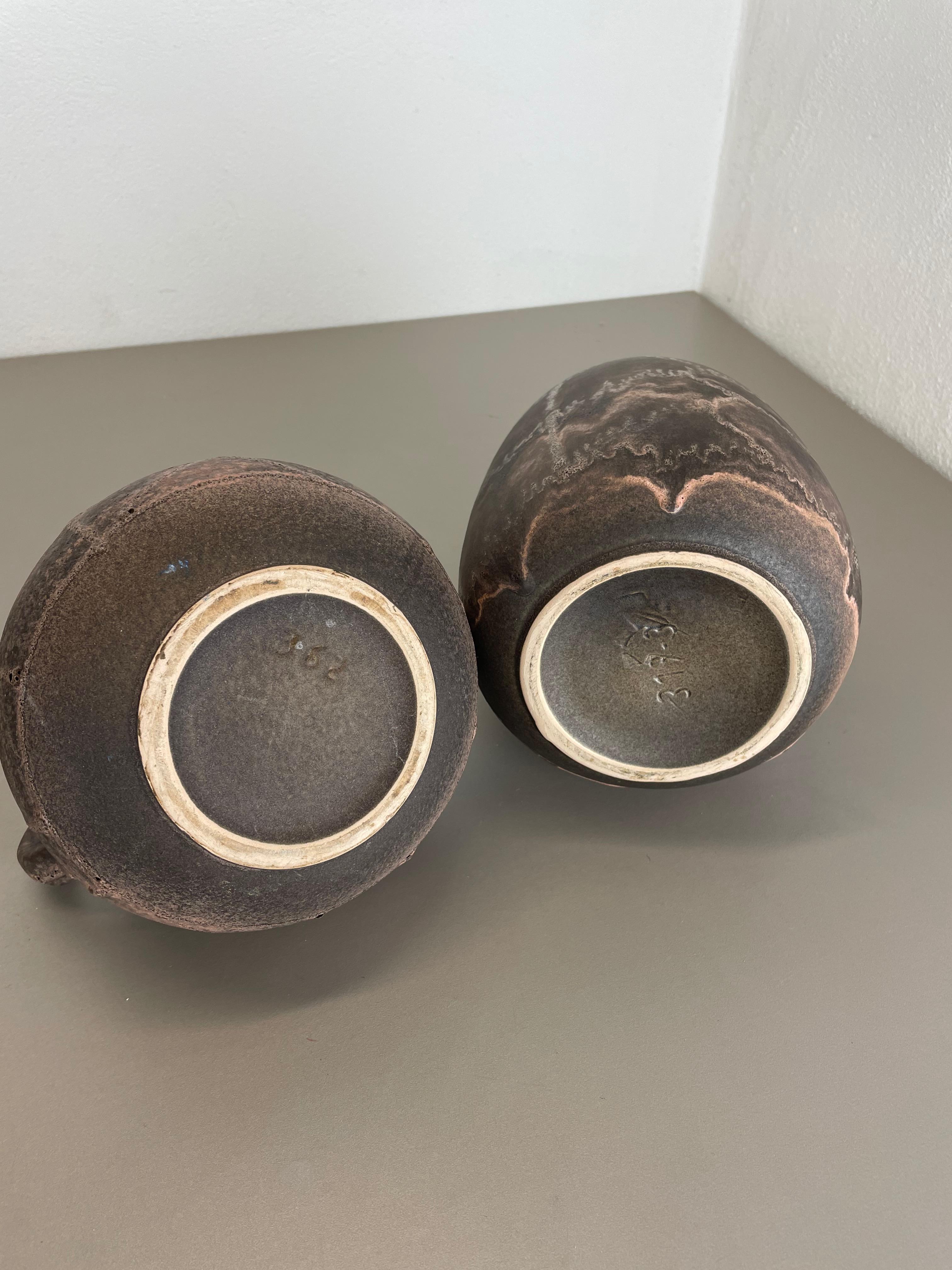 Set of 2 Pottery Vases Fat Lava Abstract Made by Ruscha, Germany, 1960s For Sale 12