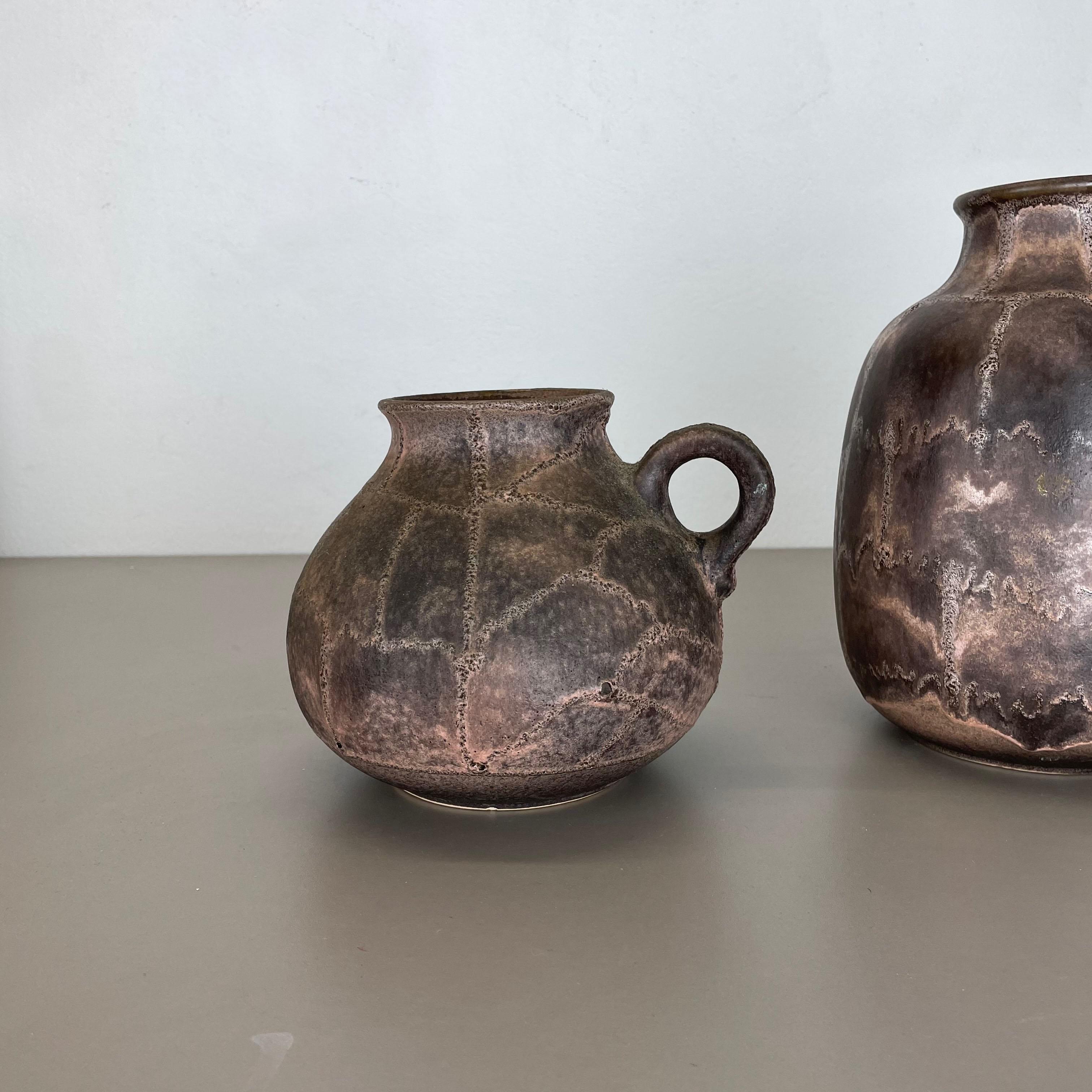 Set of 2 Pottery Vases Fat Lava Abstract Made by Ruscha, Germany, 1960s In Good Condition For Sale In Kirchlengern, DE
