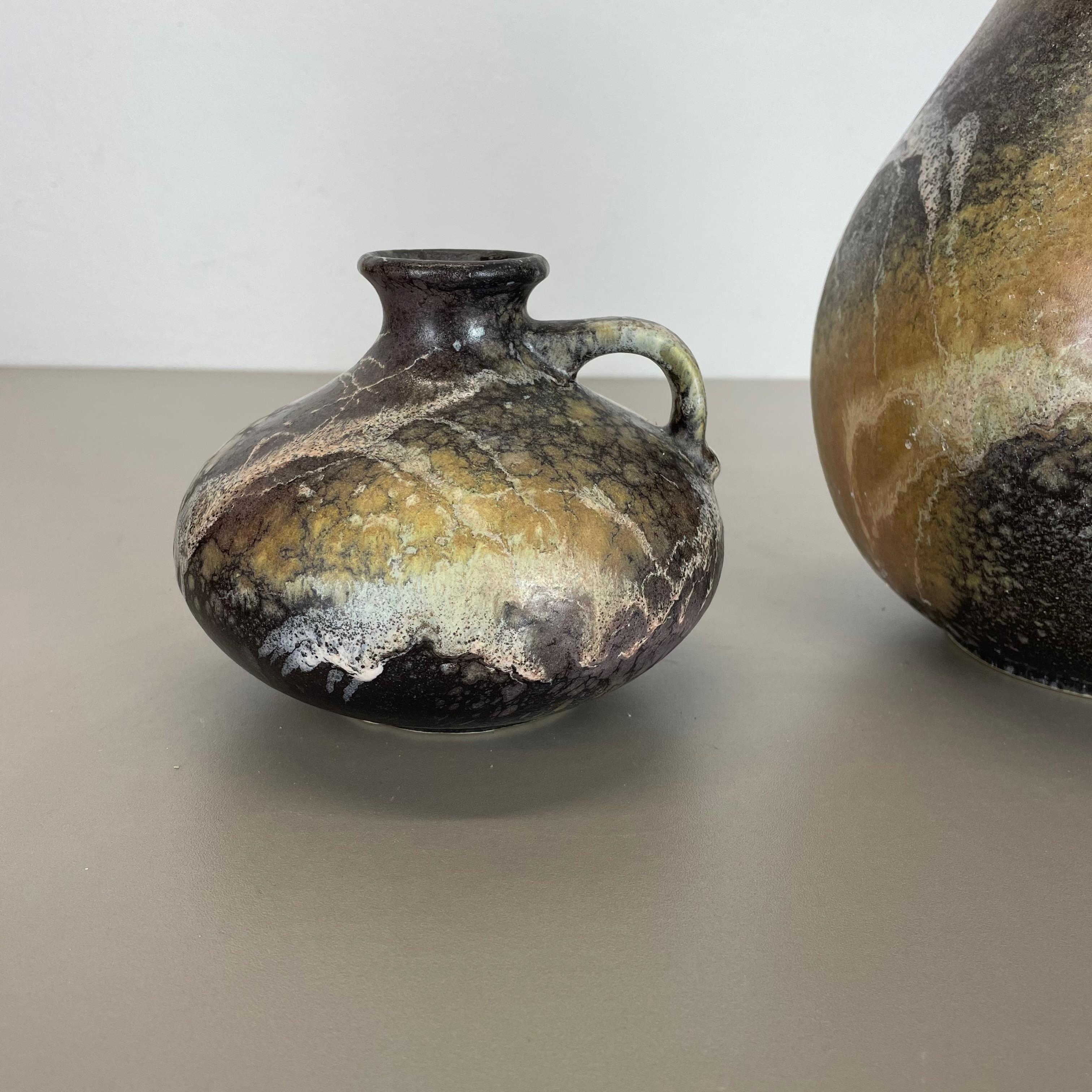 Ensemble de 2 vases en poterie lave grasse abstraite fabriqués par Ruscha, Allemagne, années 1960 Bon état - En vente à Kirchlengern, DE