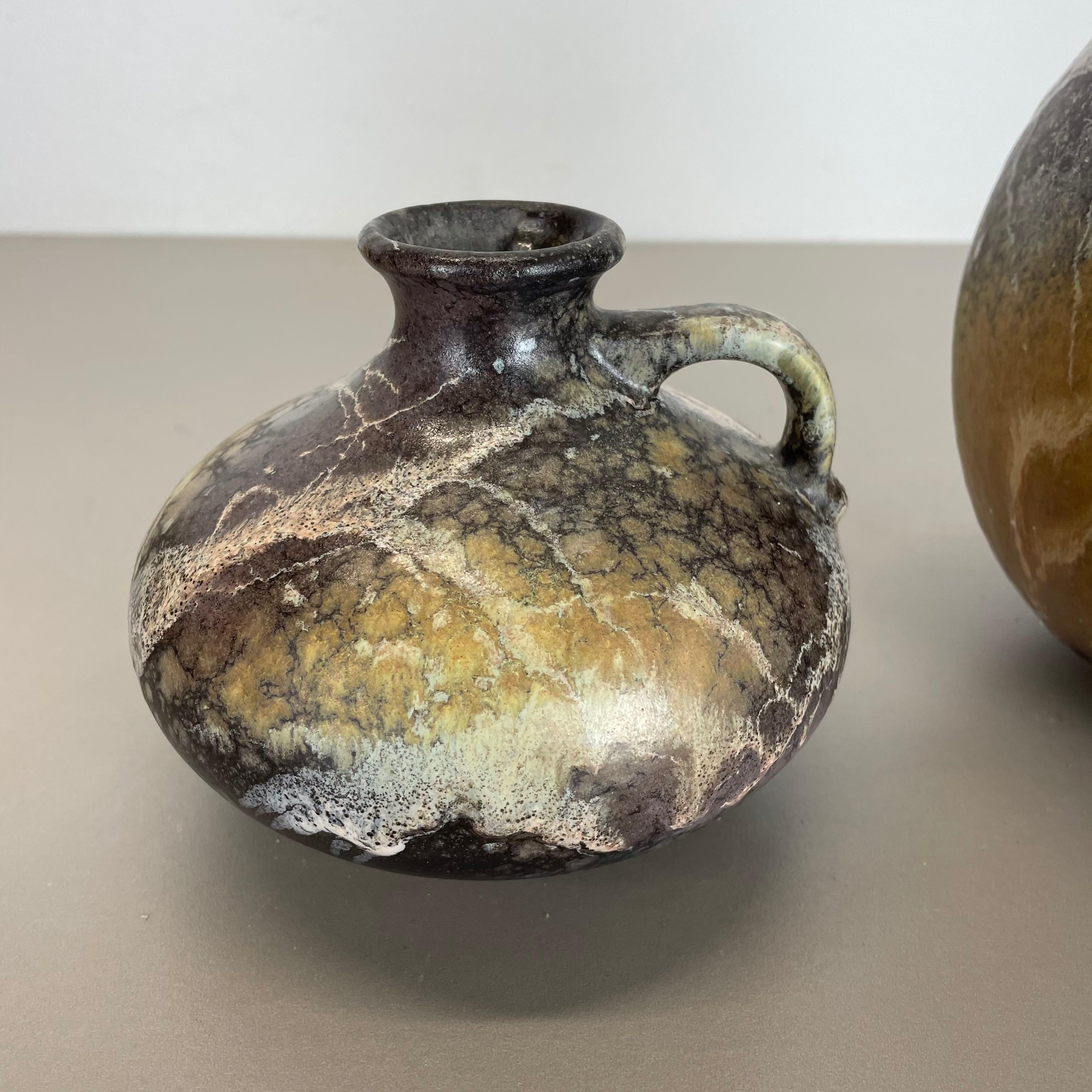 20ième siècle Ensemble de 2 vases en poterie lave grasse abstraite fabriqués par Ruscha, Allemagne, années 1960 en vente