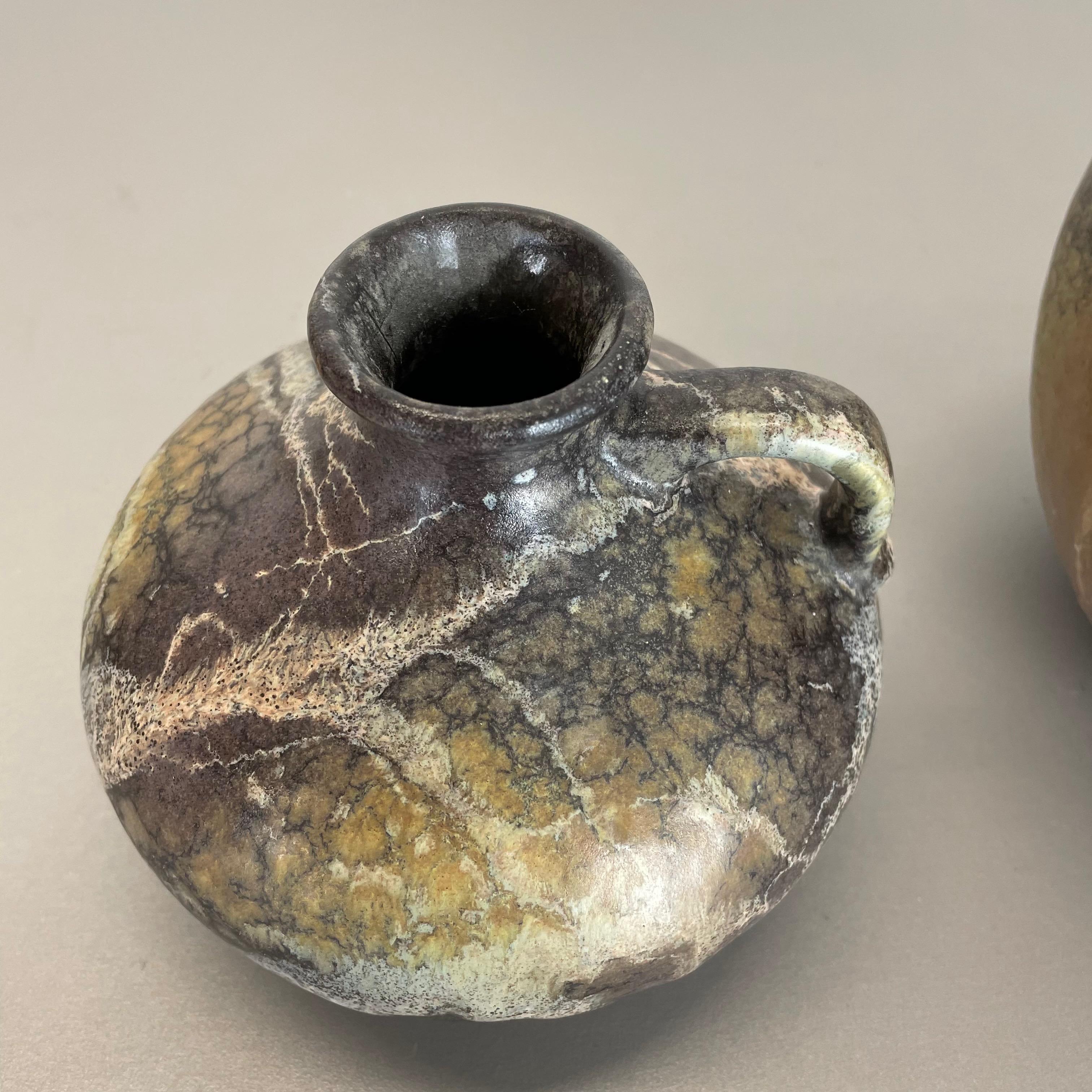 Céramique Ensemble de 2 vases en poterie lave grasse abstraite fabriqués par Ruscha, Allemagne, années 1960 en vente