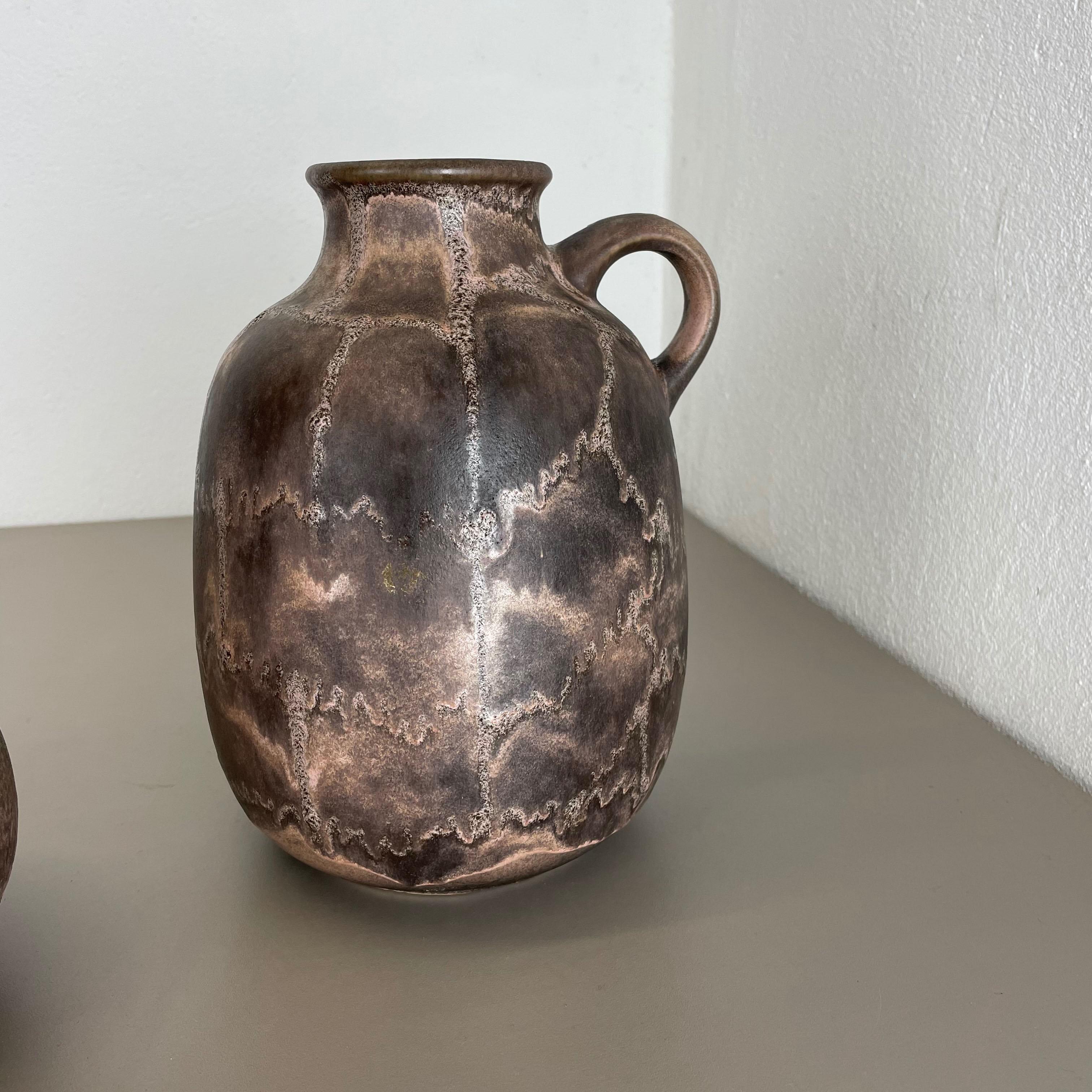 Set of 2 Pottery Vases Fat Lava Abstract Made by Ruscha, Germany, 1960s For Sale 3