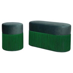 Set of 2 Pouf Pill L and S Contemporary Sculptural Pouf with Velvet by Houtique
