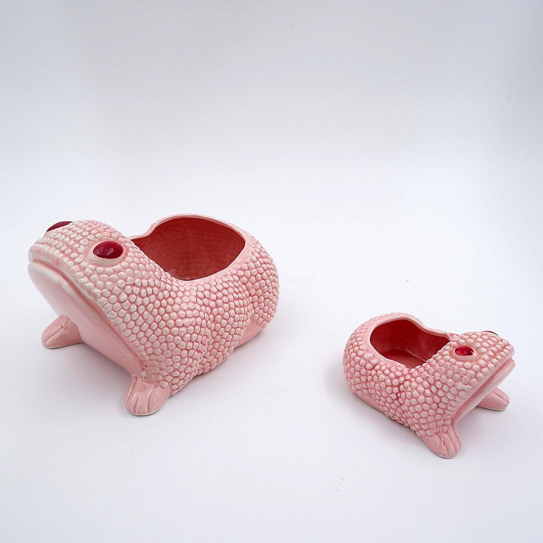 Set di 2 fioriere a forma di rana rosa cipria attribuite a Jean Roger - XX sec. in vendita 8