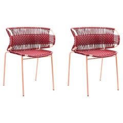 Set of 2 Purple Cielo Stacking Chair with Armrest by Sebastian Herkner