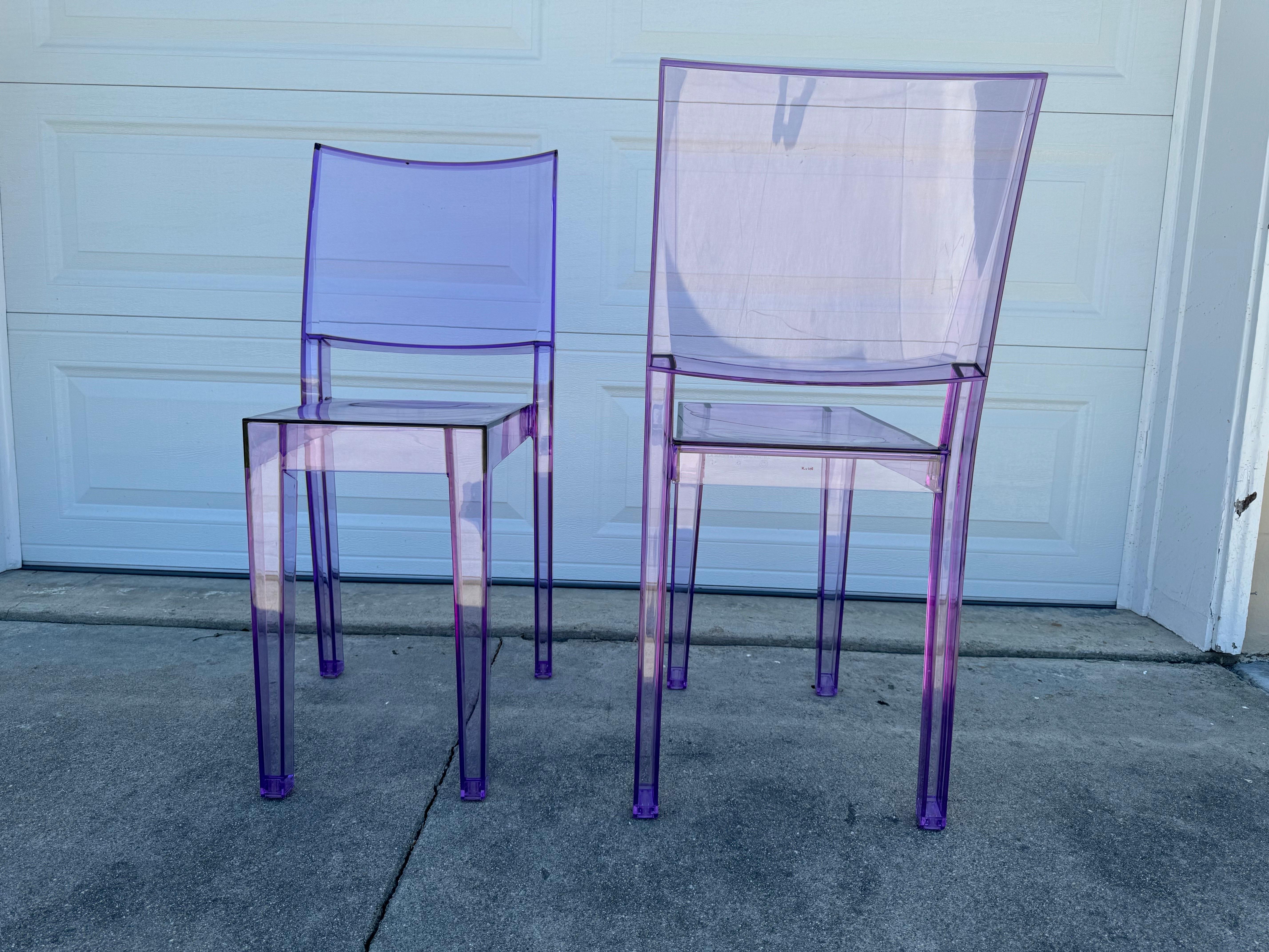 Set of 2 Purple La Marie Chairs By Philippe Starck For Kartell, Made In Italy For Sale 8