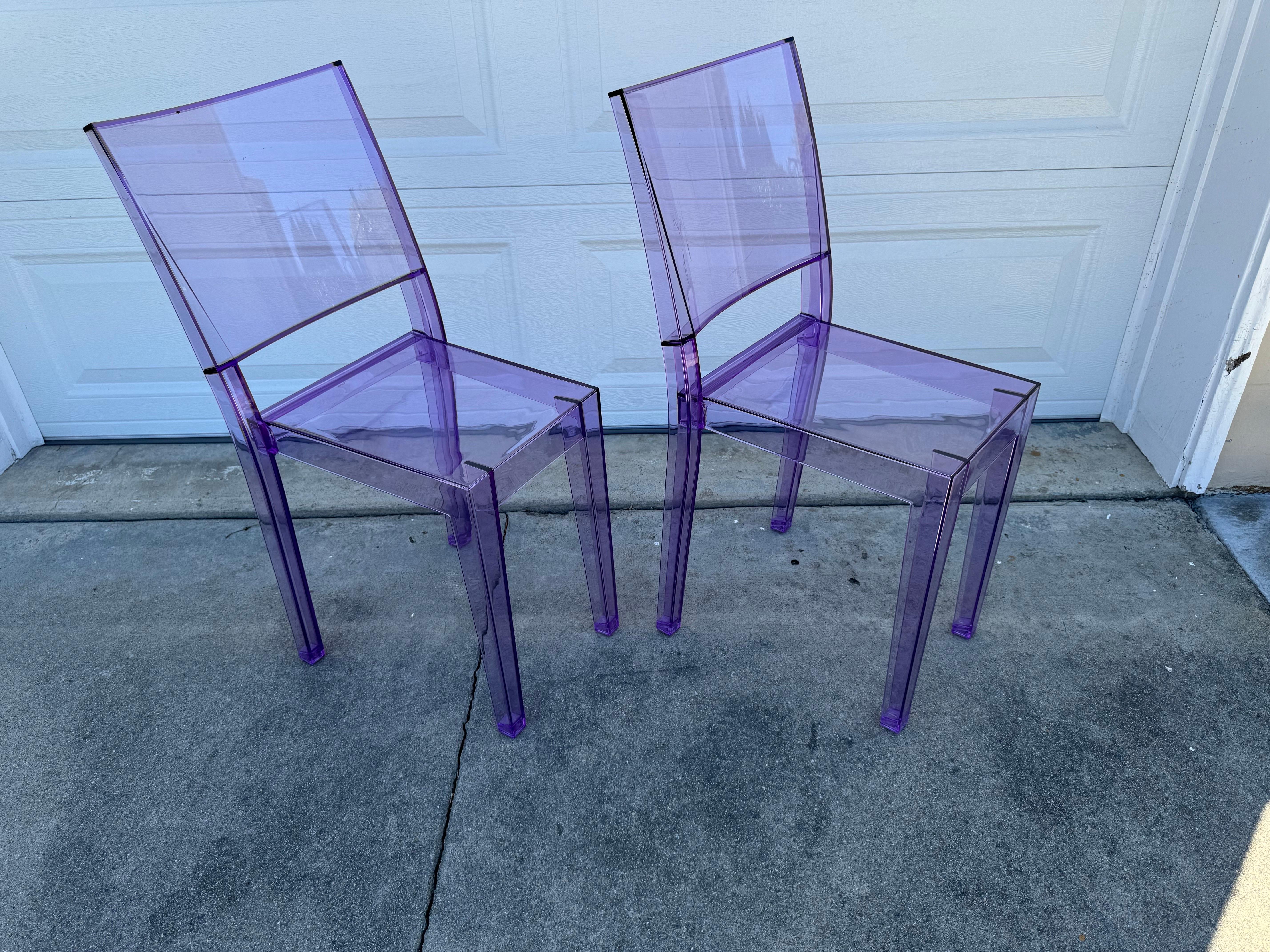 Set of 2 Purple La Marie Chairs By Philippe Starck For Kartell, Made In Italy For Sale 11