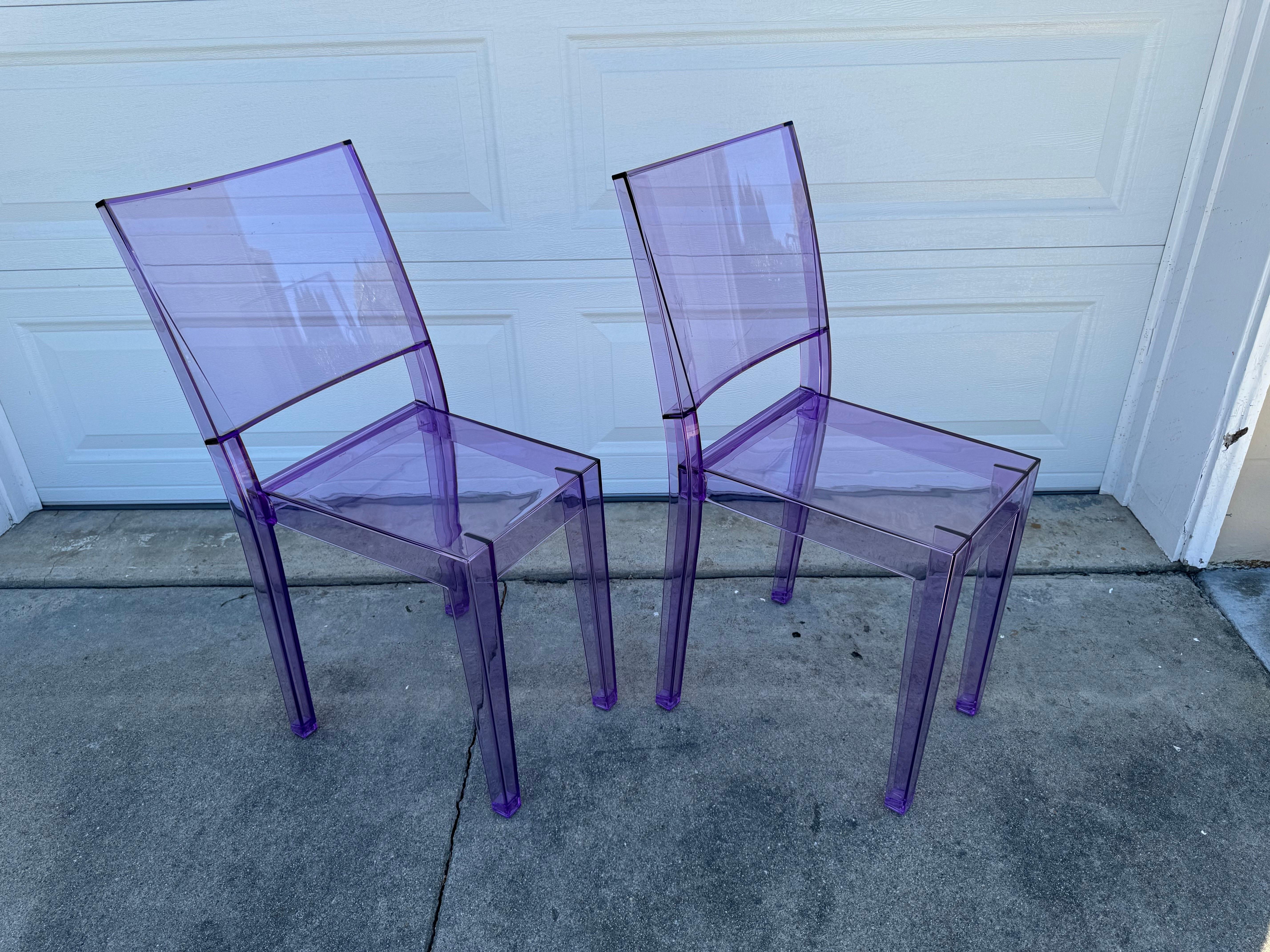 Set of 2 Purple La Marie Chairs By Philippe Starck For Kartell, Made In Italy For Sale 12