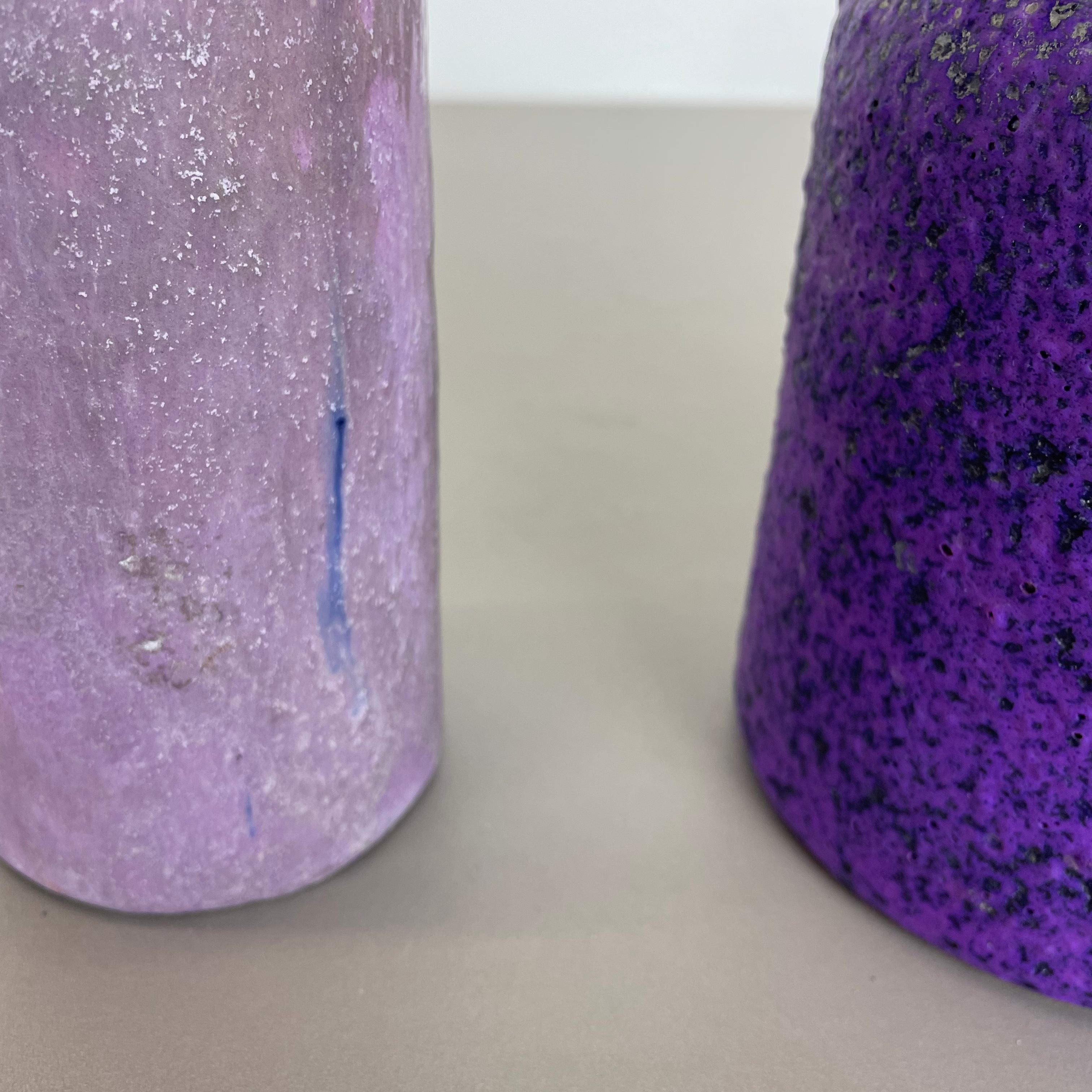 Set of 2 Purple Pink Ceramic Pottery Vase Objects Otto Keramik, Germany, 1970 For Sale 8