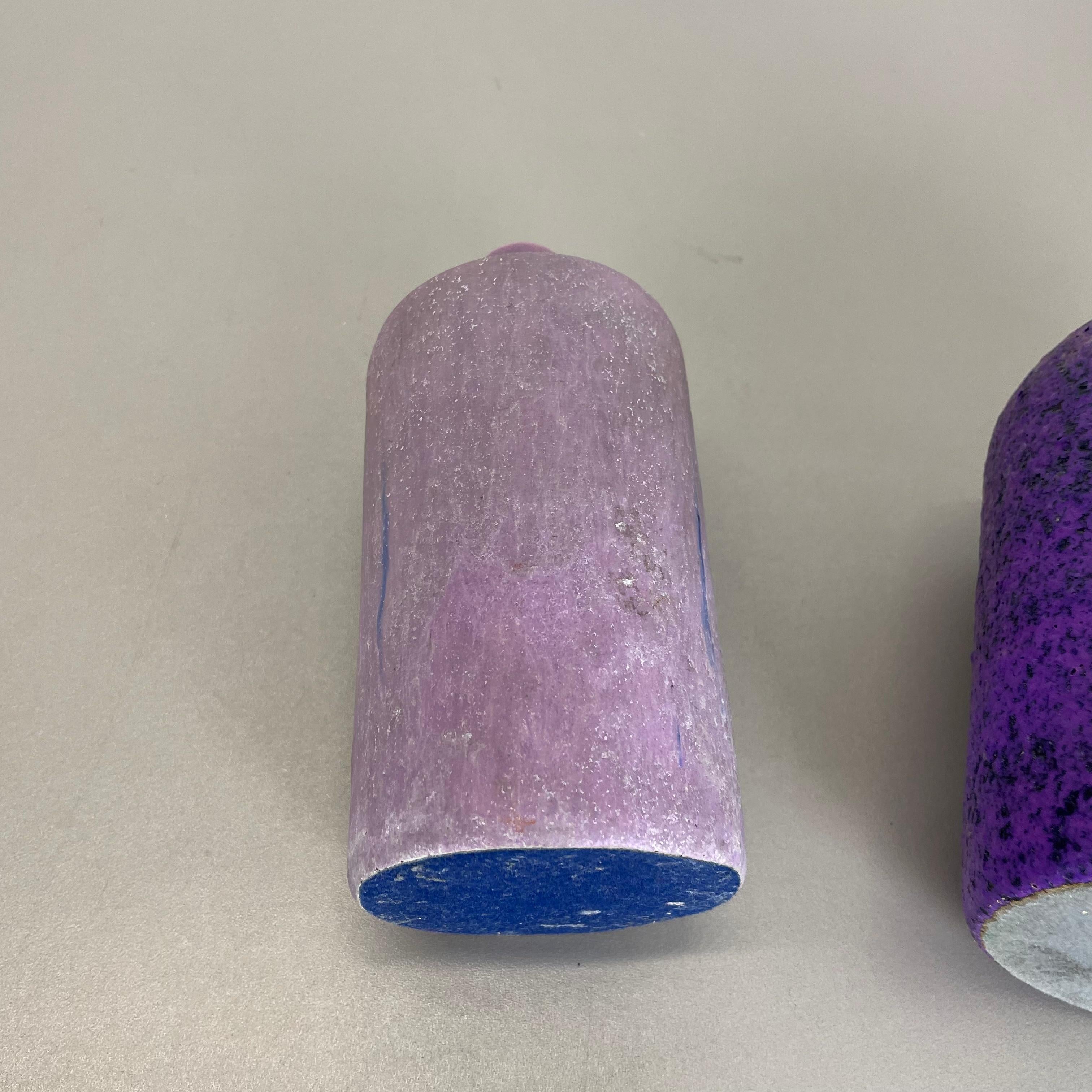 Set of 2 Purple Pink Ceramic Pottery Vase Objects Otto Keramik, Germany, 1970 For Sale 13