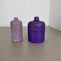 Set of 2 Purple Pink Ceramic Pottery Vase Objects Otto Keramik, Germany, 1970