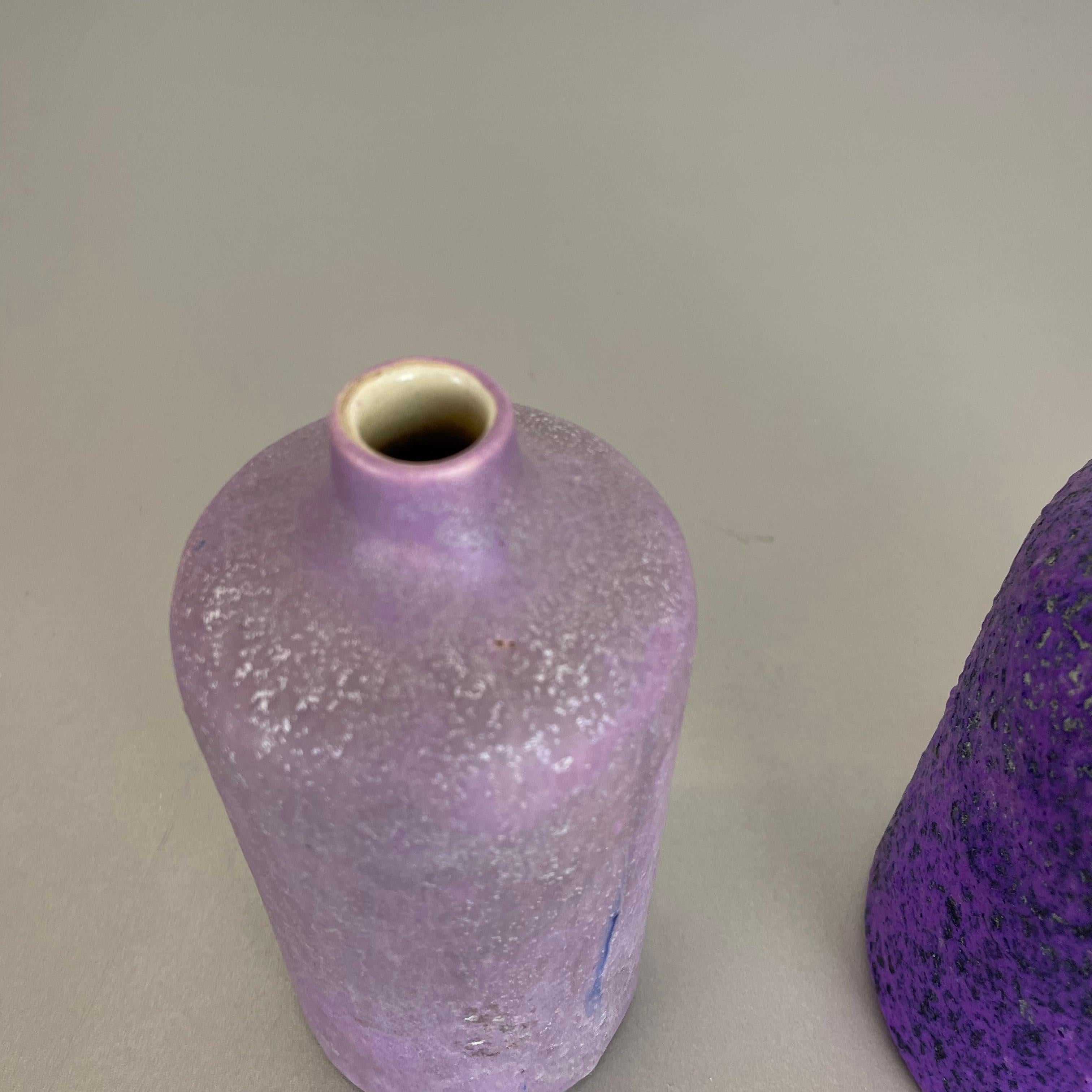 Set of 2 Purple Pink Ceramic Pottery Vase Objects Otto Keramik, Germany, 1970 For Sale 2