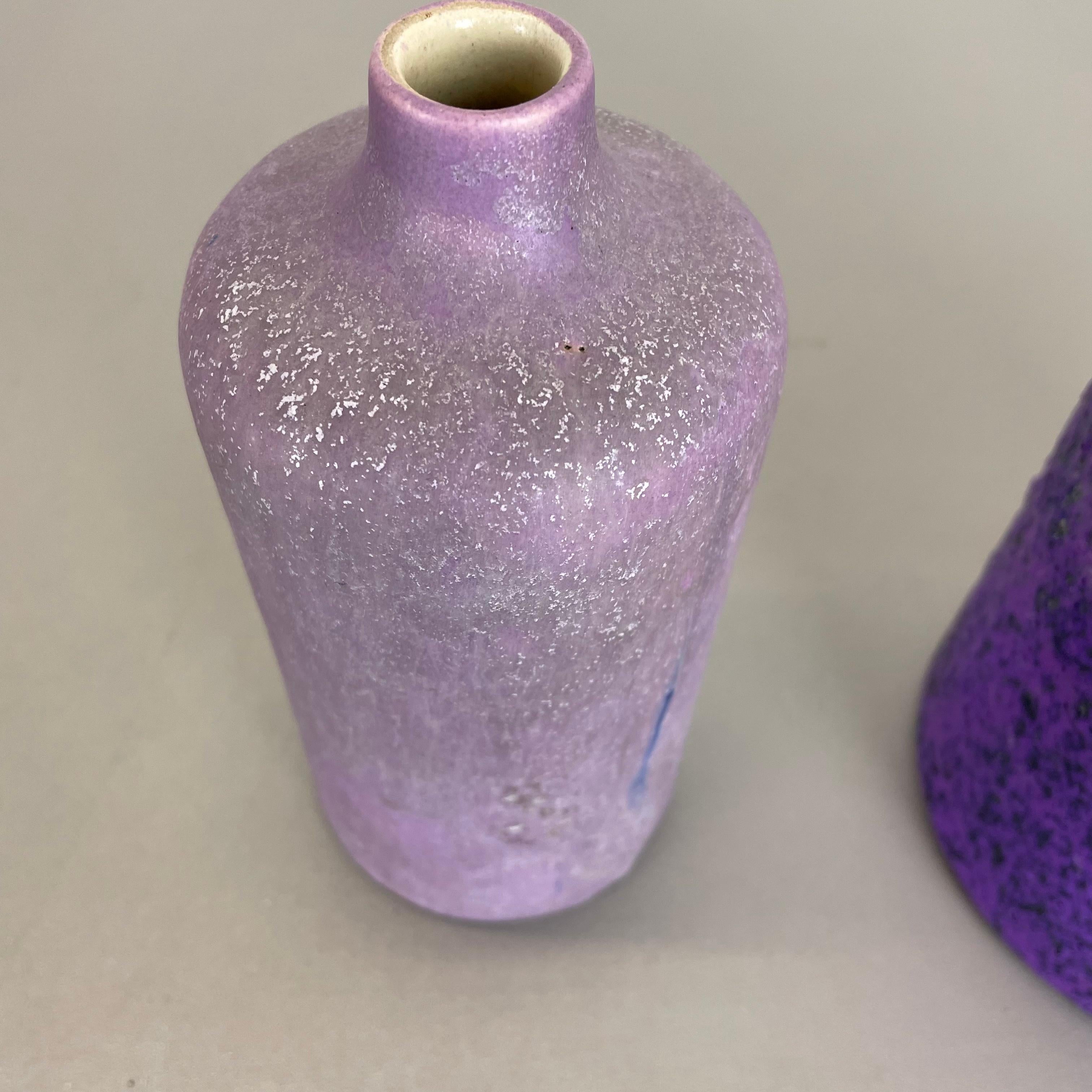 Set of 2 Purple Pink Ceramic Pottery Vase Objects Otto Keramik, Germany, 1970 For Sale 3