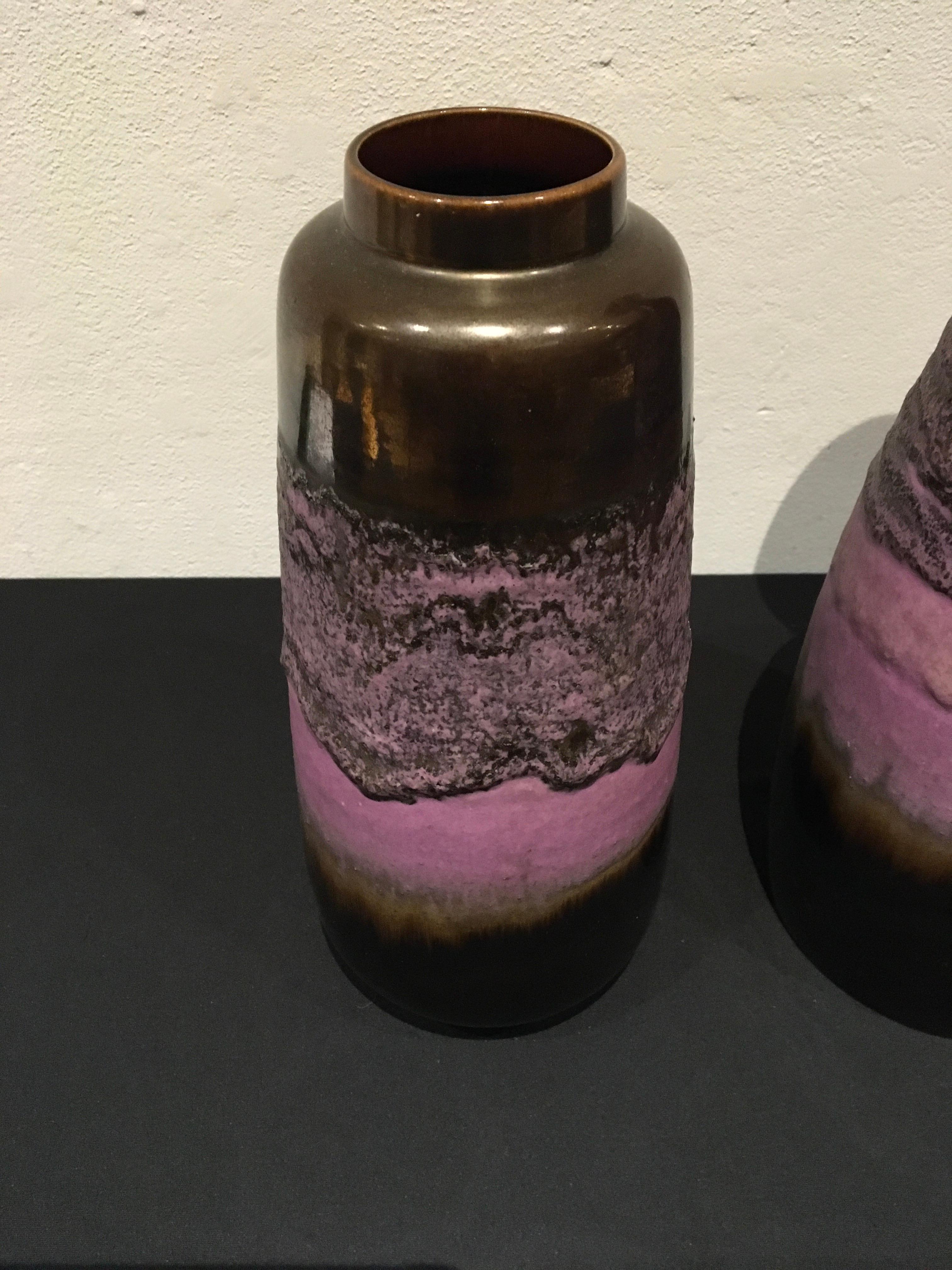 Brutalist Set of 2 Purple Vases, 1970s, Germany  For Sale