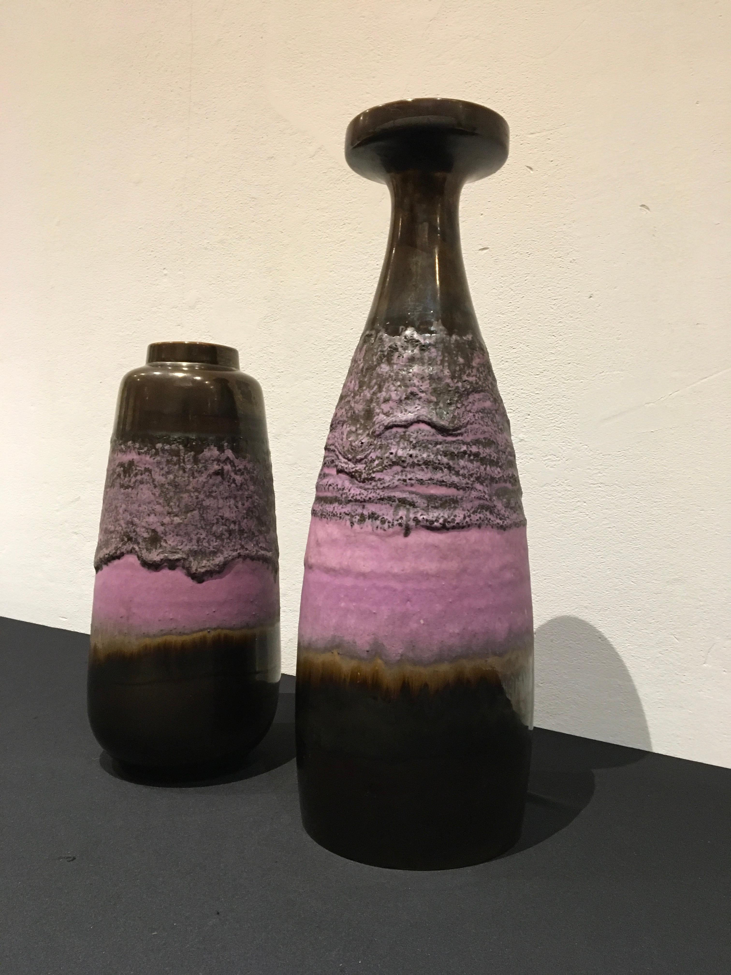 Ceramic Set of 2 Purple Vases, 1970s, Germany  For Sale