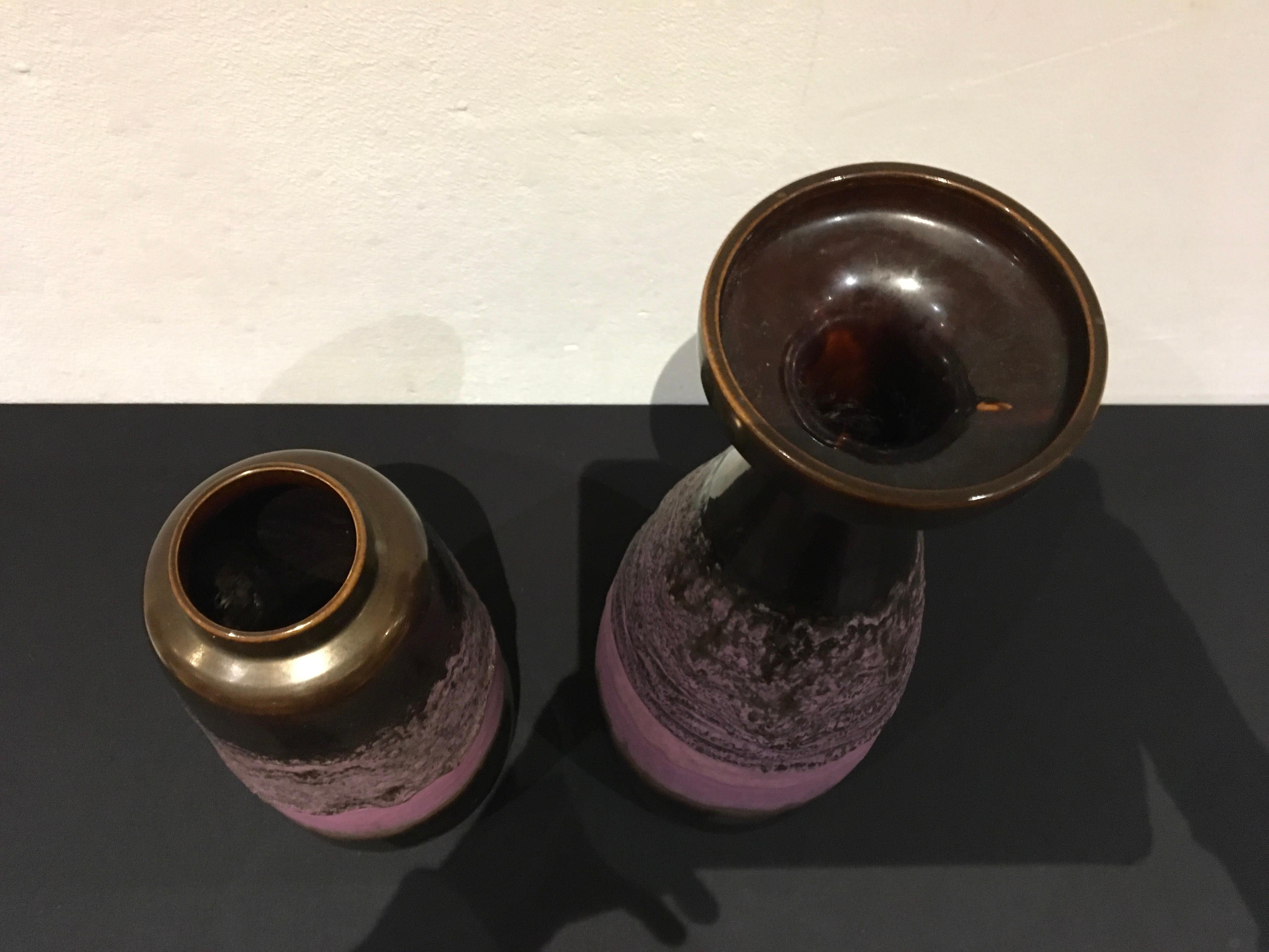 Céramique Ensemble de 2 vases violets, années 1970, Allemagne  en vente