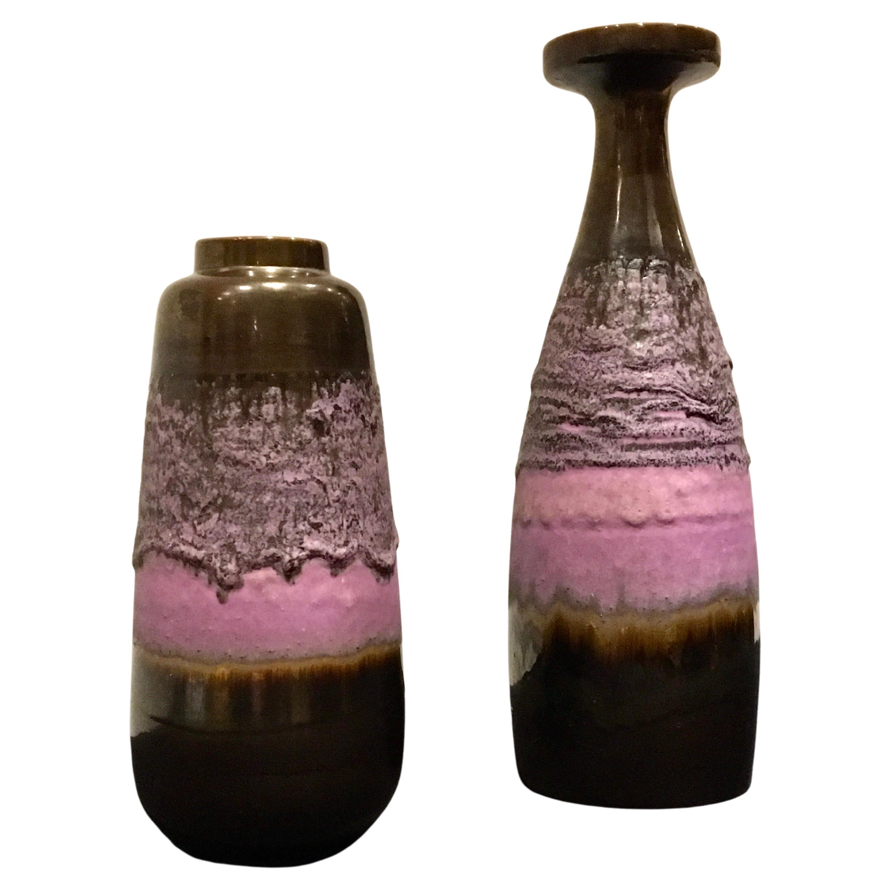 Set of 2 Purple Vases, 1970s, Germany  For Sale