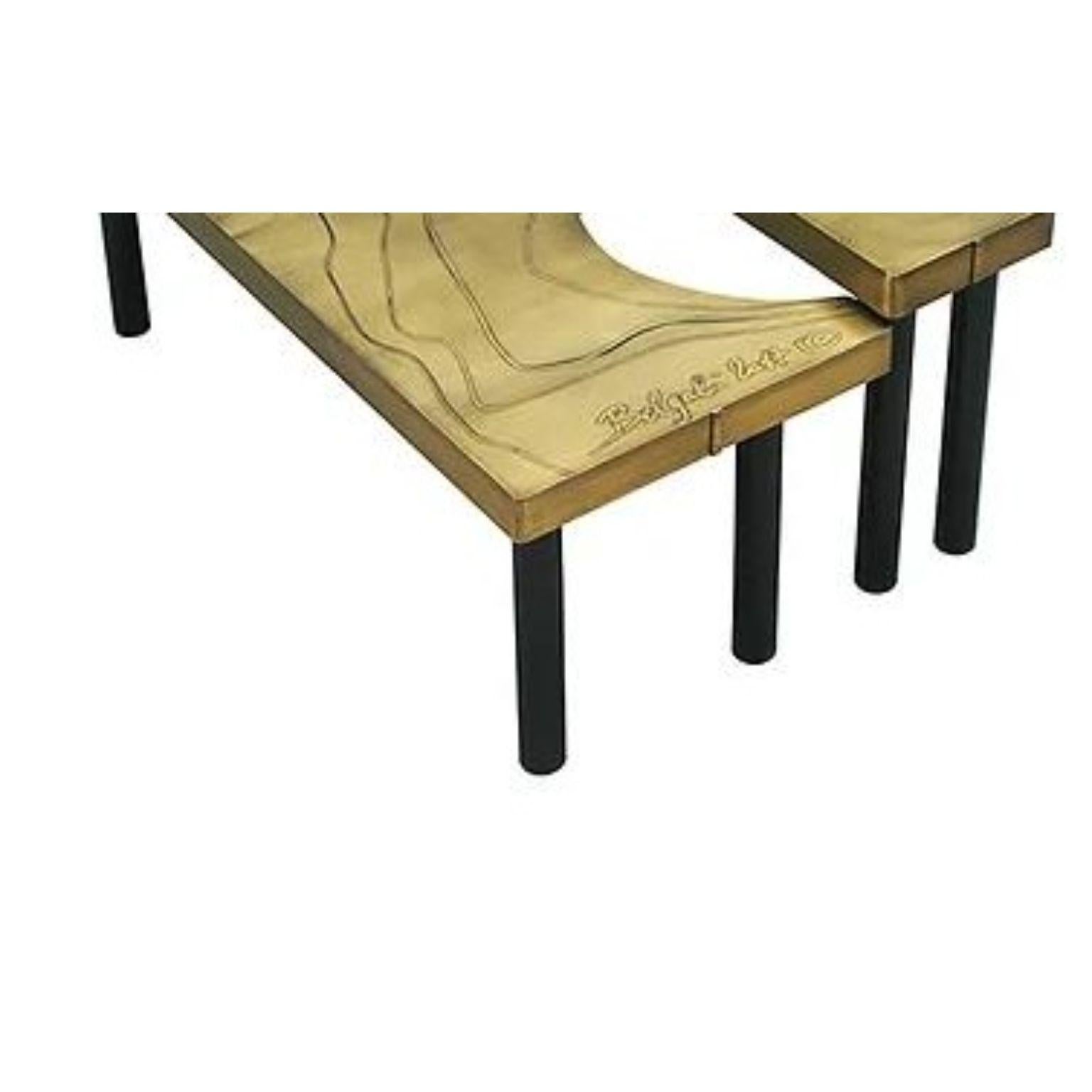 Modern Set Of 2 Puzzle Brass Coffee Tables by Brutalist Be For Sale