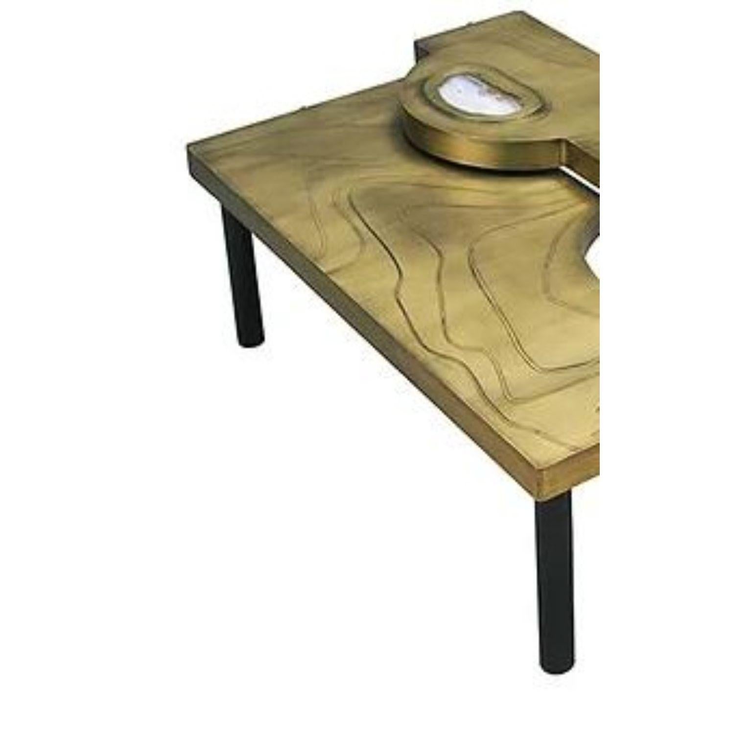 Belgian Set Of 2 Puzzle Brass Coffee Tables by Brutalist Be For Sale