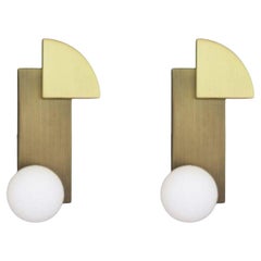 Set of 2 Quadrant and Sphere Wall Lights by Square in Circle