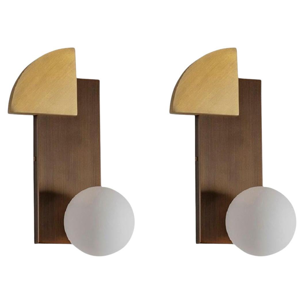 Set of 2 Quadrant and Sphere Wall Lights by Square in Circle For Sale