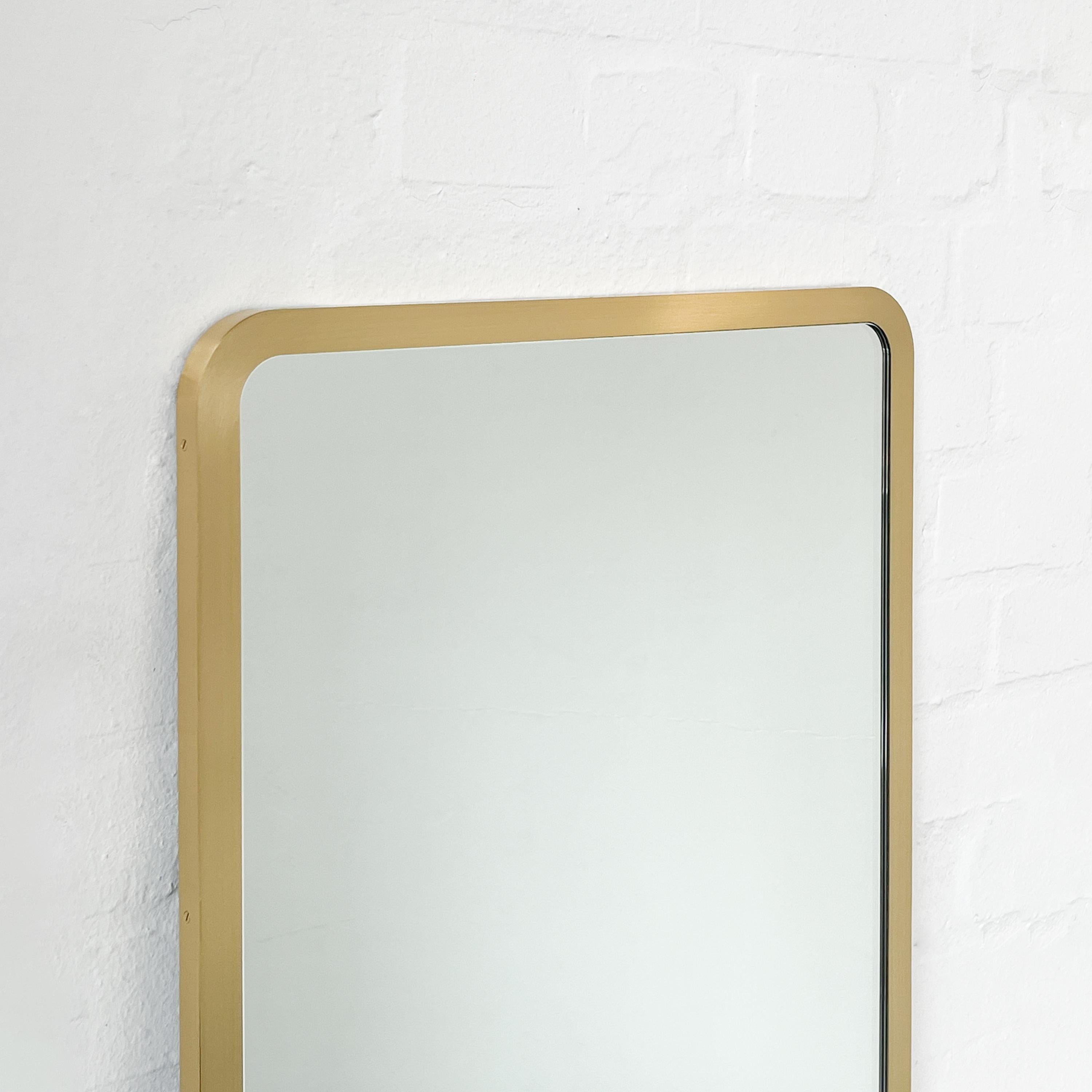 Set of 2 Quadris Rectangular Mirrors with Handcrafted Brushed Brass Frame, Large For Sale 5