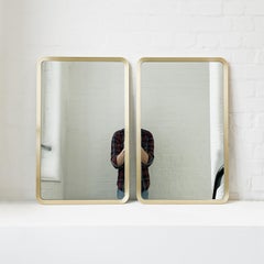 Set of 2 Quadris Rectangular Mirrors with Handcrafted Brushed Brass Frame, Large