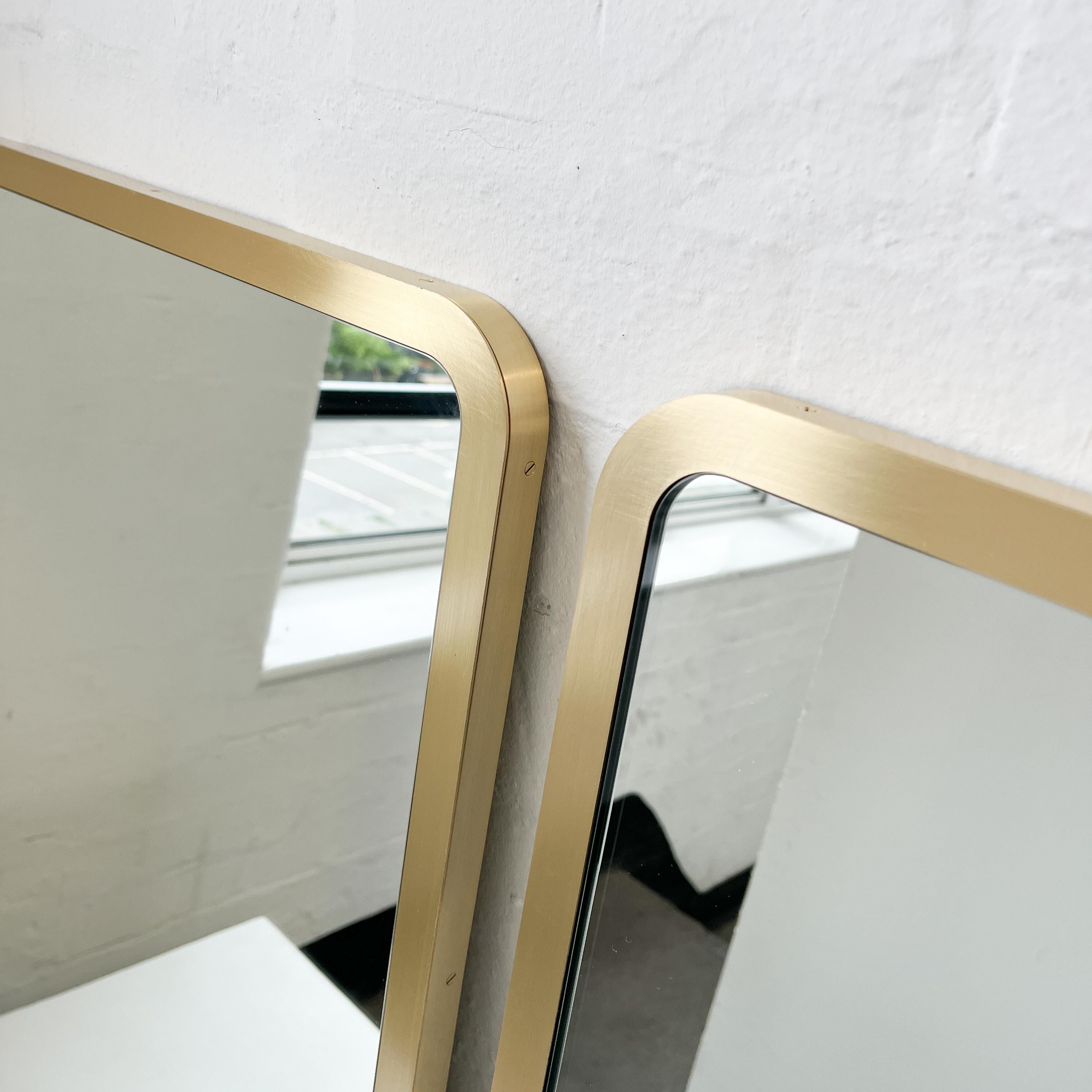 Set of 2 Quadris Rectangular Mirrors with Handcrafted Brushed Brass Frame, Large For Sale 2