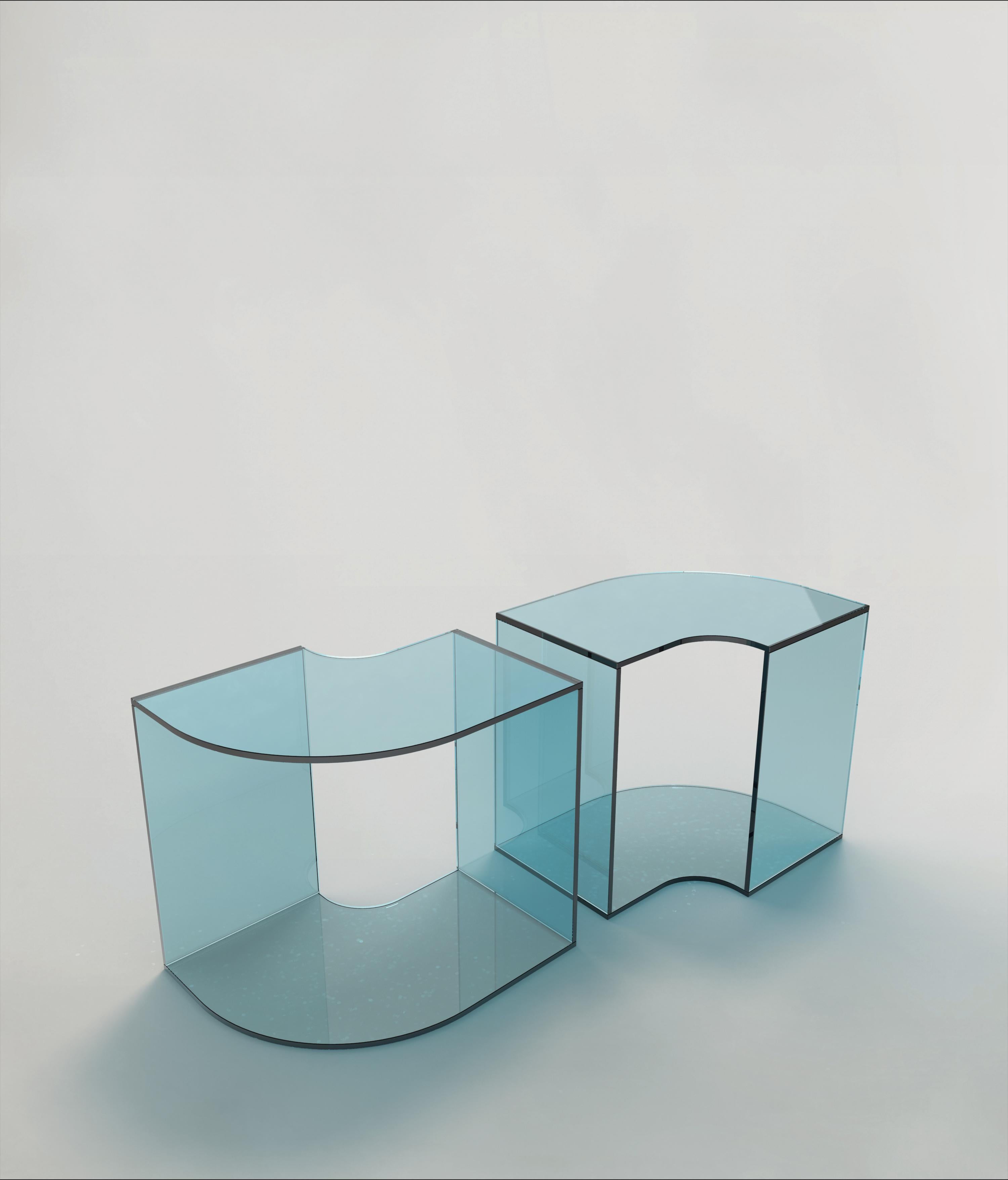 Postmoderne Ensemble de 2 tables quart-de-lune V1 et V2 par Edizione Limitata en vente