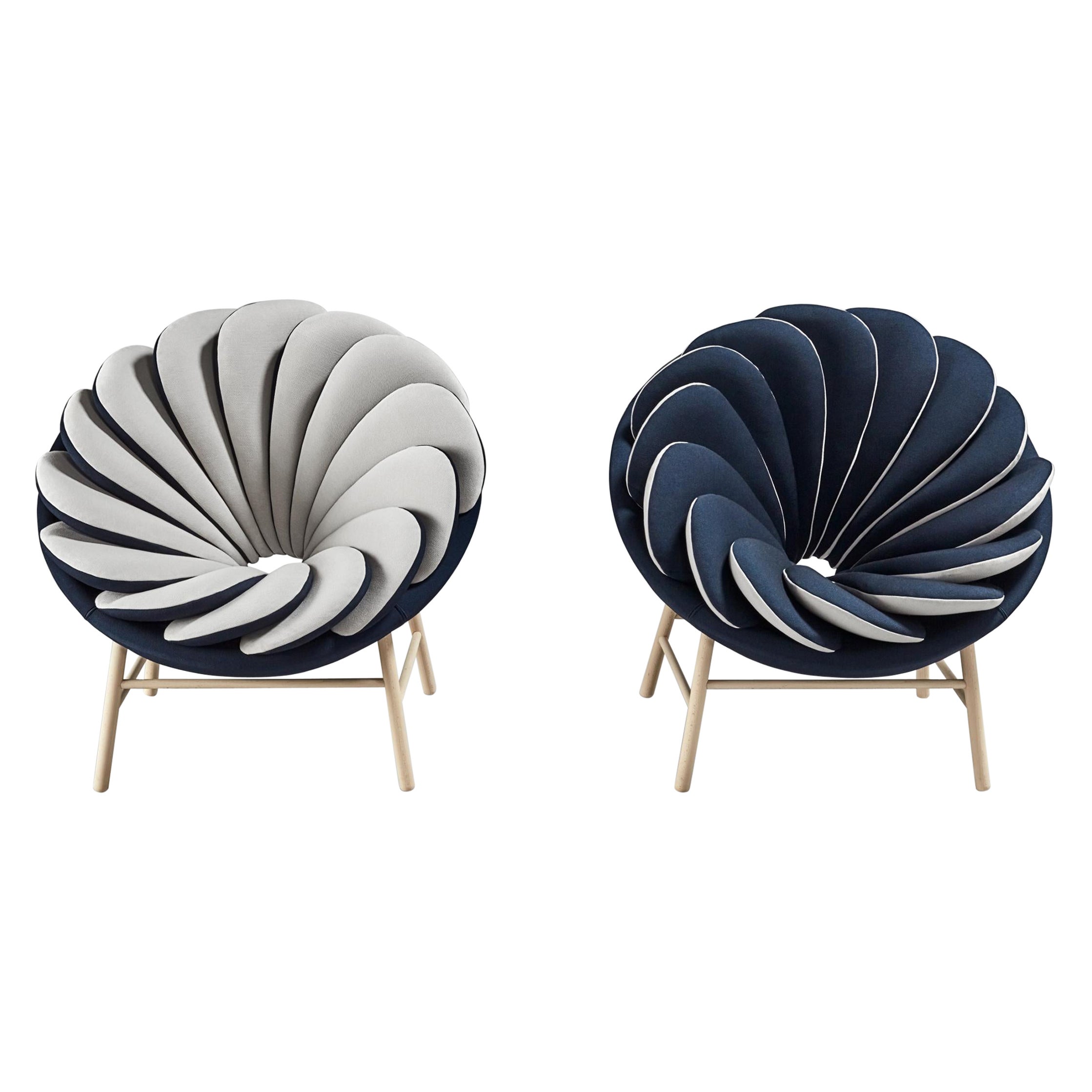 Set of 2 Quetzal Armchairs, Gray and Blue by Pepe Albargues For Sale
