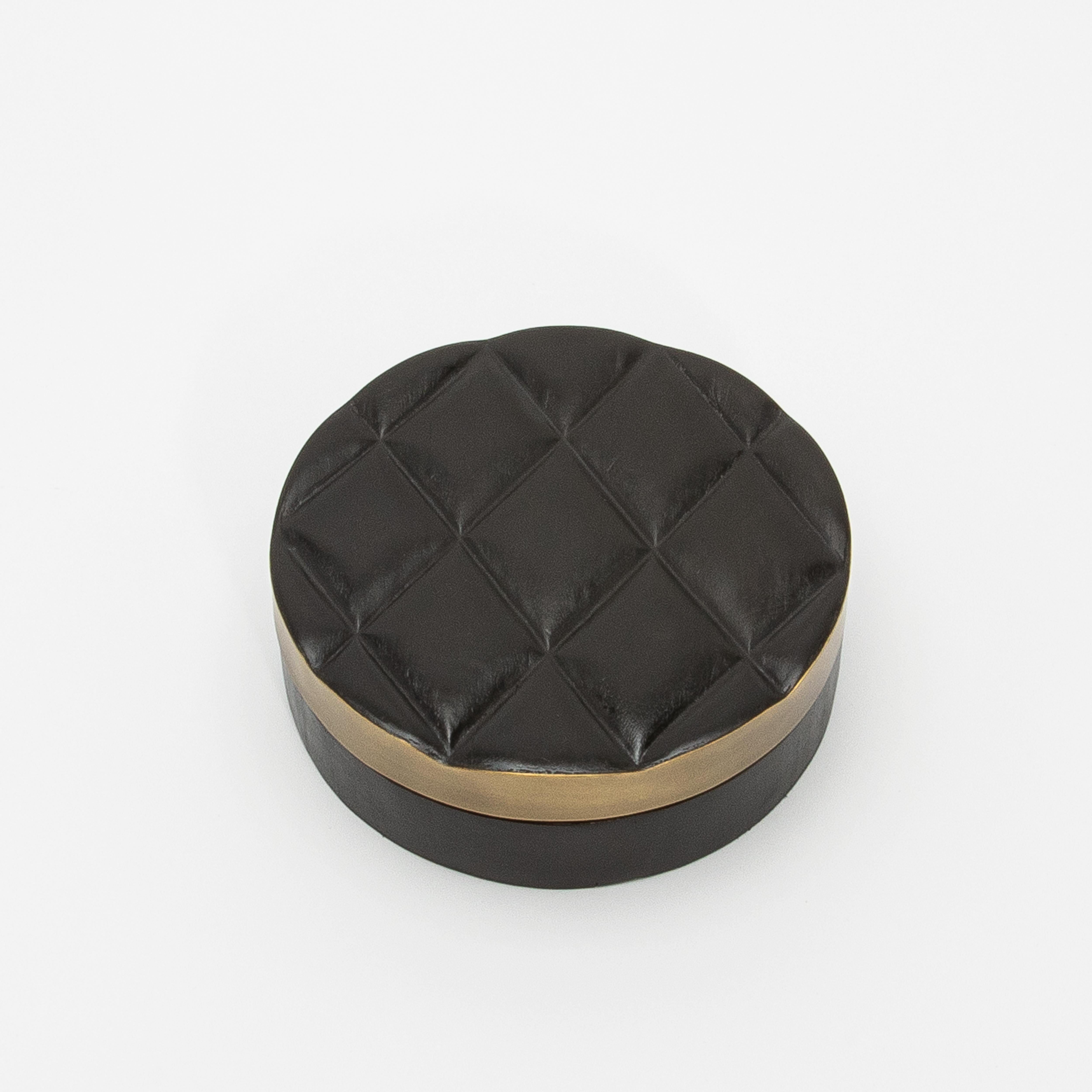 Contemporary Set of 2 Quilted Boxes in Black Oak with Bronze Patina Brass by Kifu Paris For Sale