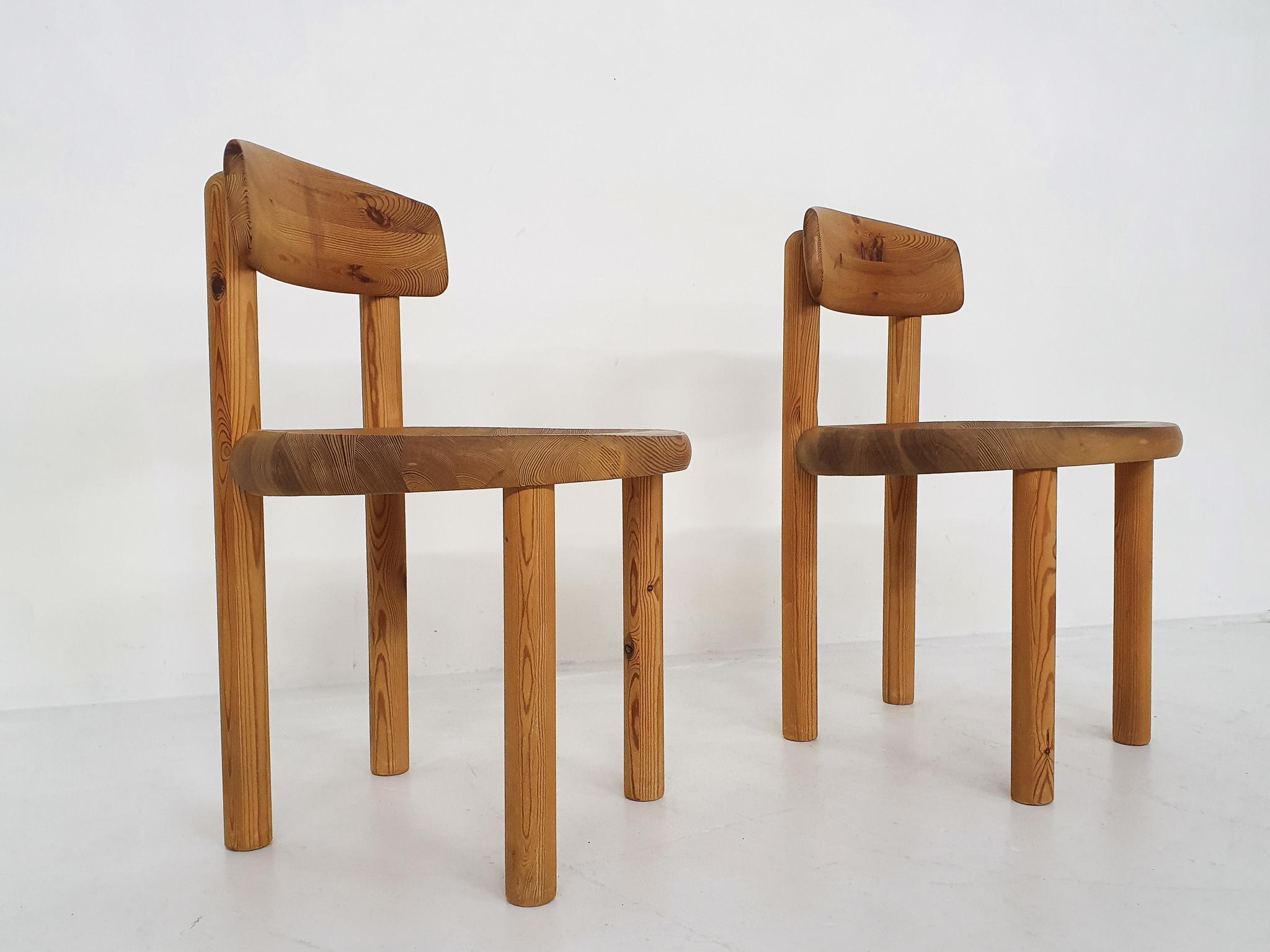 Scandinavian Modern Set of 2 Rainer Daumiller for Hirtshals Savvaerk Pinewood Dining Chairs, Denmark