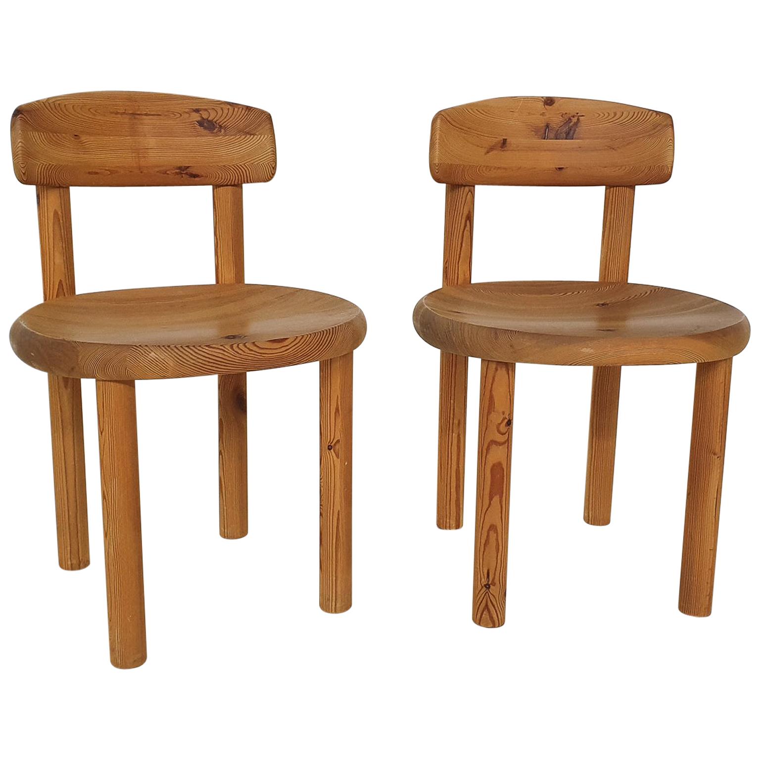 Set of 2 Rainer Daumiller for Hirtshals Savvaerk Pinewood Dining Chairs, Denmark