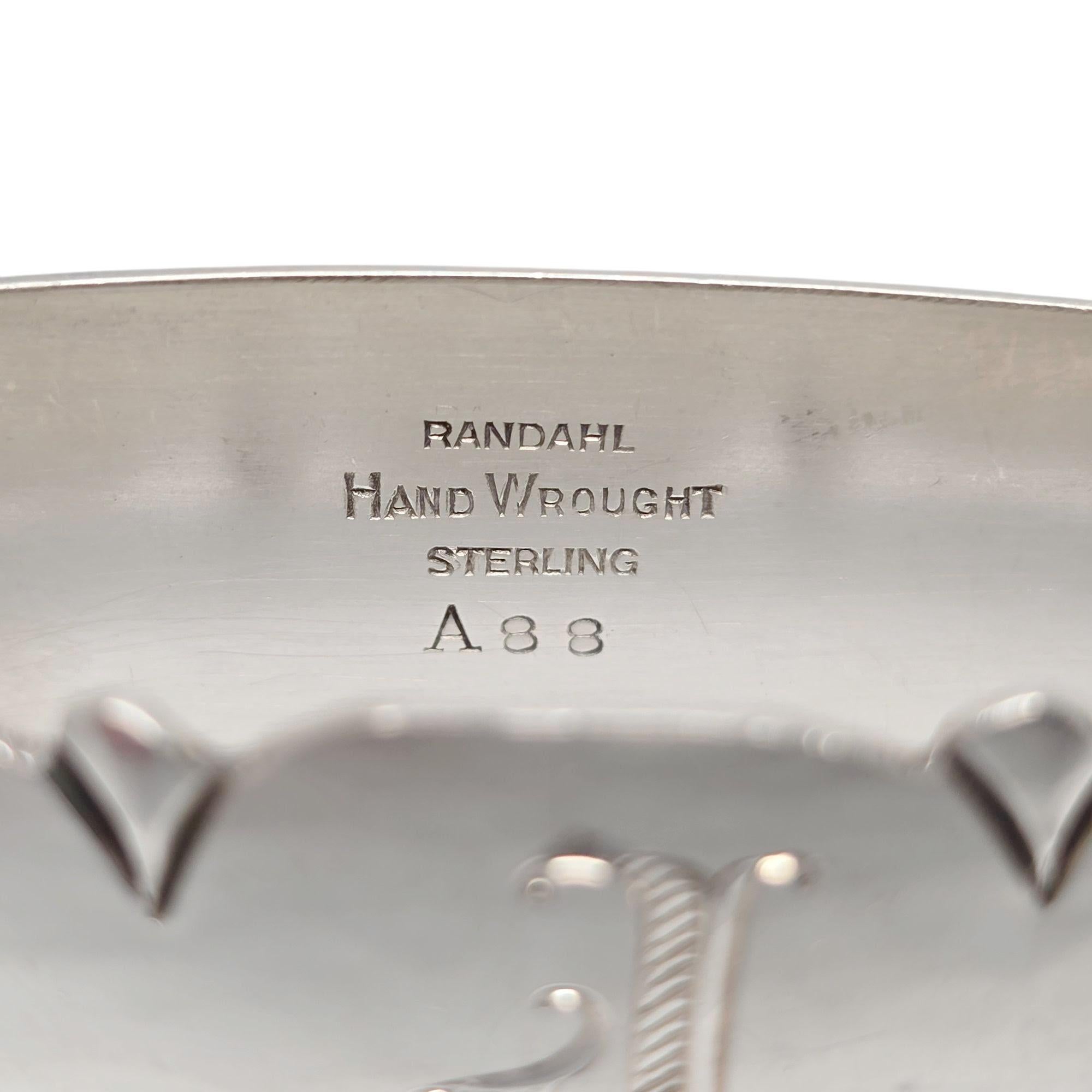Set di 2 portatovaglioli in argento sterling Randahl con diversi monogrammi #21022 in vendita 3