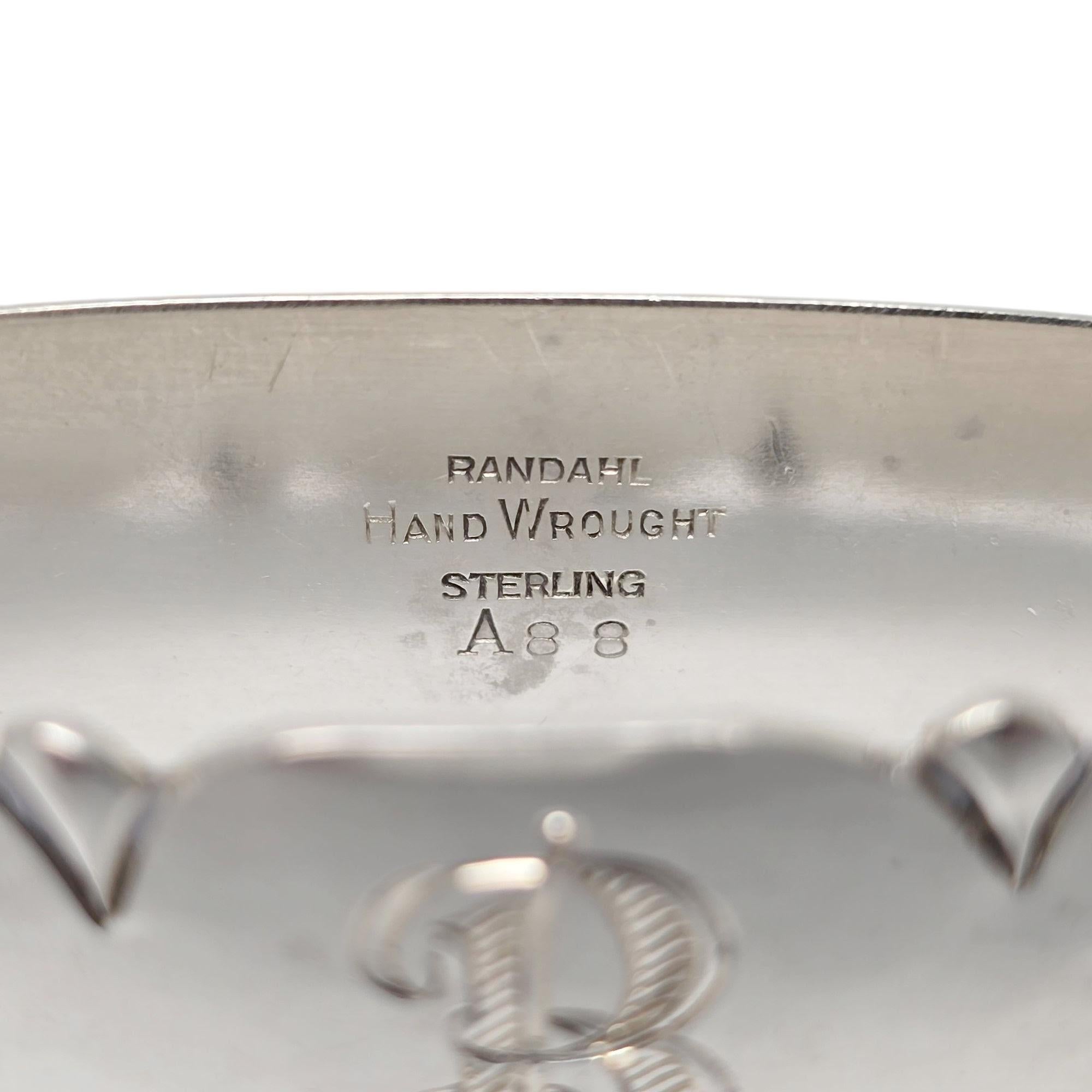 Set di 2 portatovaglioli in argento sterling Randahl con diversi monogrammi #21022 in vendita 4
