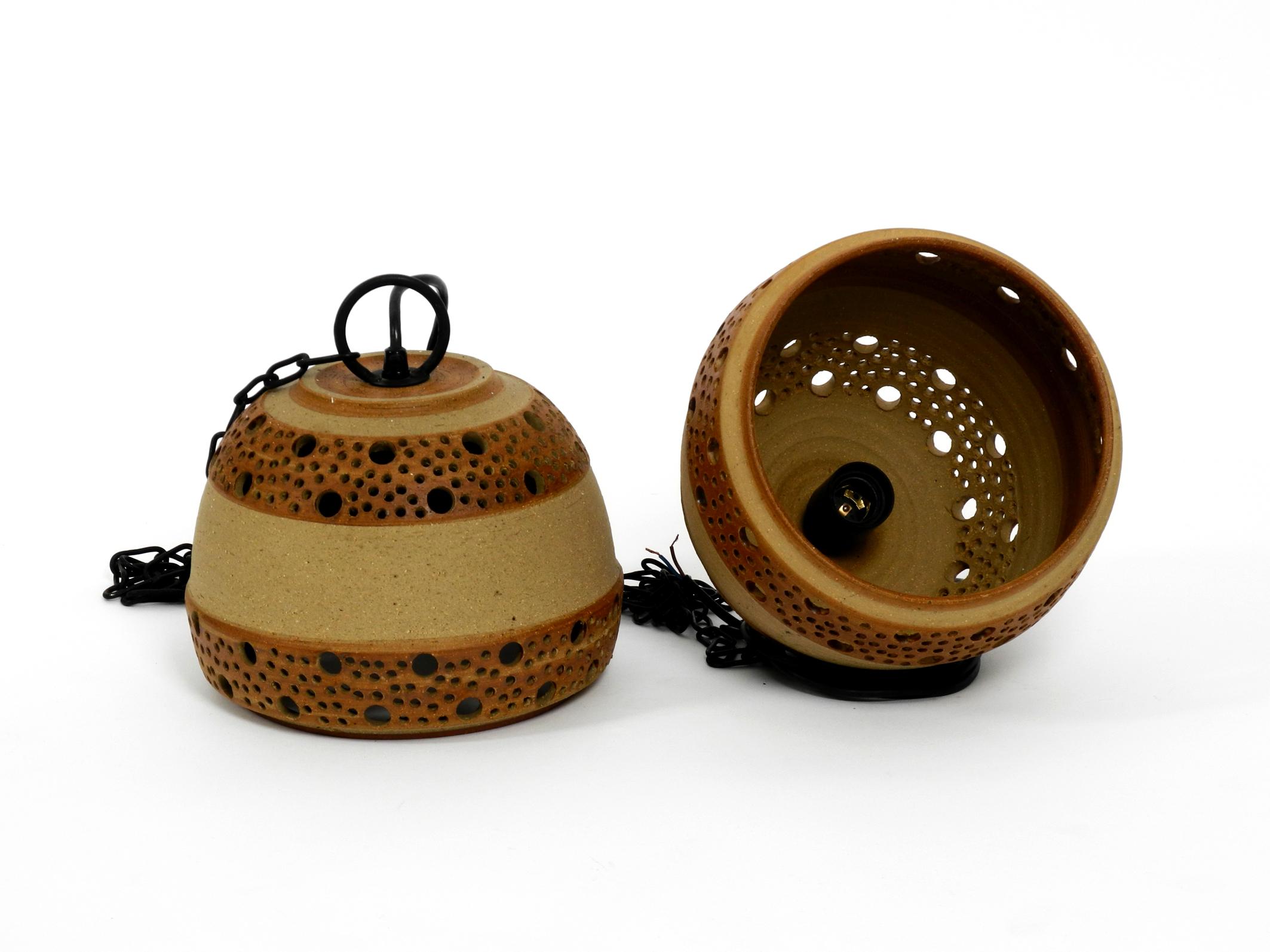 Set of 2 Rare 1960s Ceramic Pendant Lamps by P. Bovin, Bornholm, Denmark 4