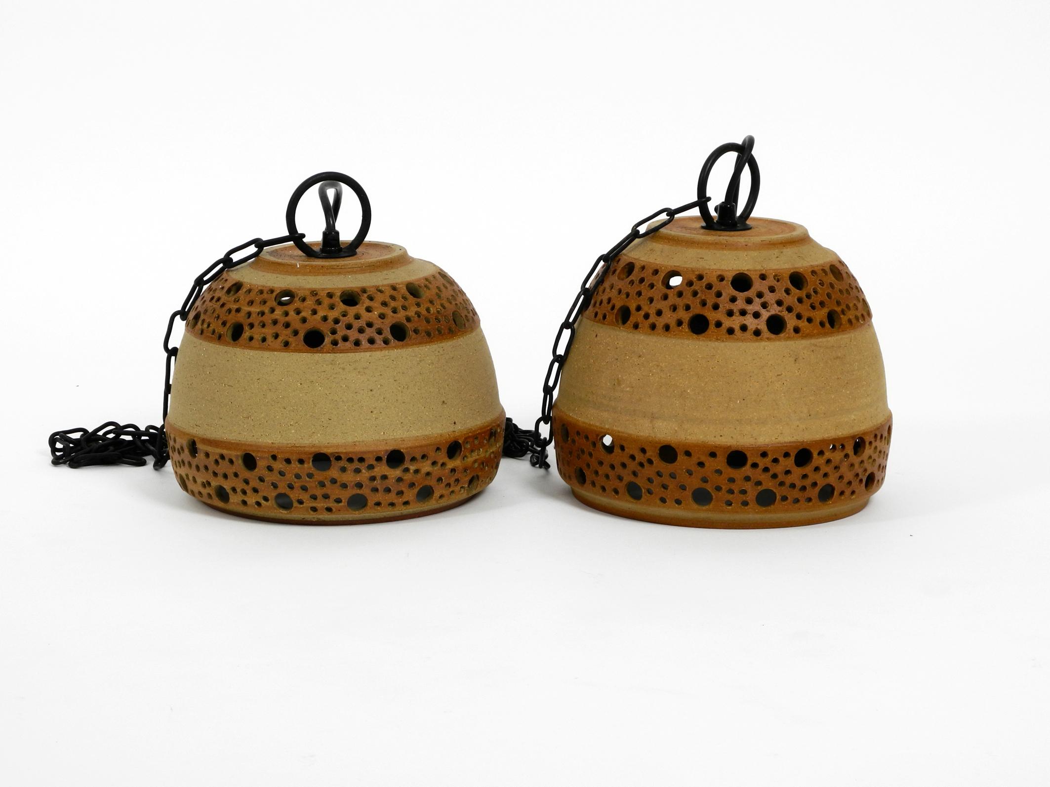 Set of 2 Rare 1960s Ceramic Pendant Lamps by P. Bovin, Bornholm, Denmark 9