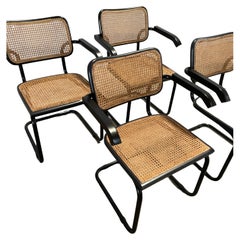 Ensemble de 2 rares chaises Cesca noires entièrement noires par Marcel Breuer, Italie, 1970