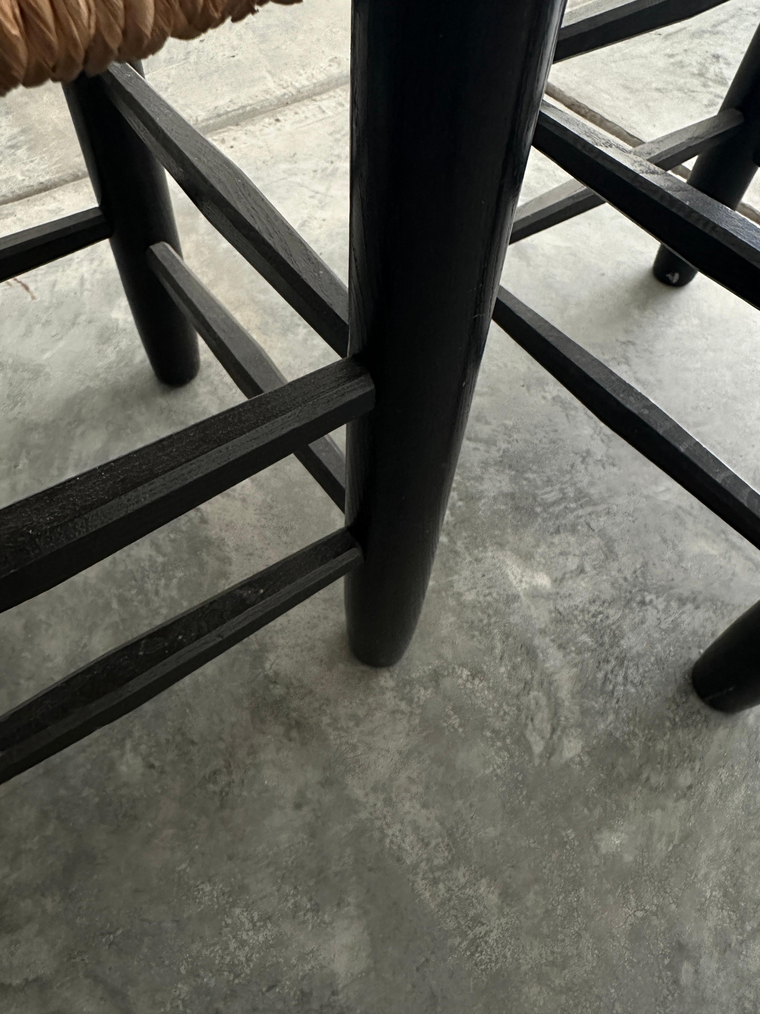 Set of 2 Rare Black Varnish Charlotte Perriand No.17 Bauche Stools In Good Condition For Sale In San Francisco, CA