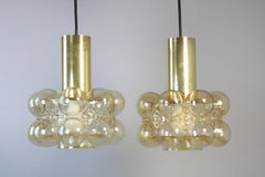 Set of 2 Rare Bubble Glass Hanging Lamps by Helena Tynell for LIMBURG