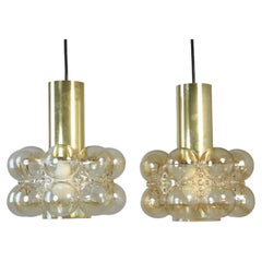 Set of 2 Rare Bubble Glass Hanging Lamps by Helena Tynell for LIMBURG