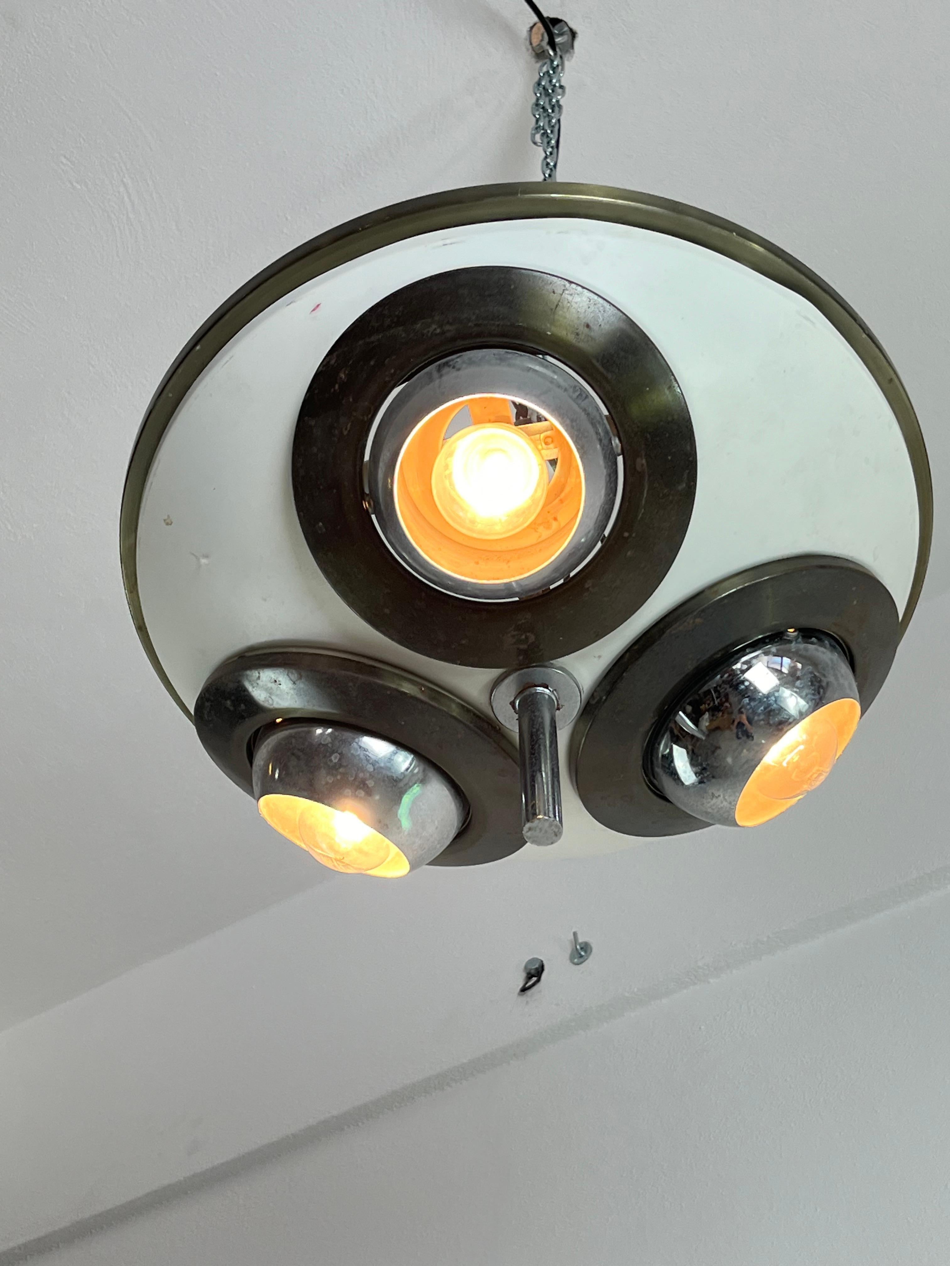 Italiano Set di 2 rari lampadari da soffitto di metà secolo  di Angelo Lelli per Arredoluce 1950 in vendita