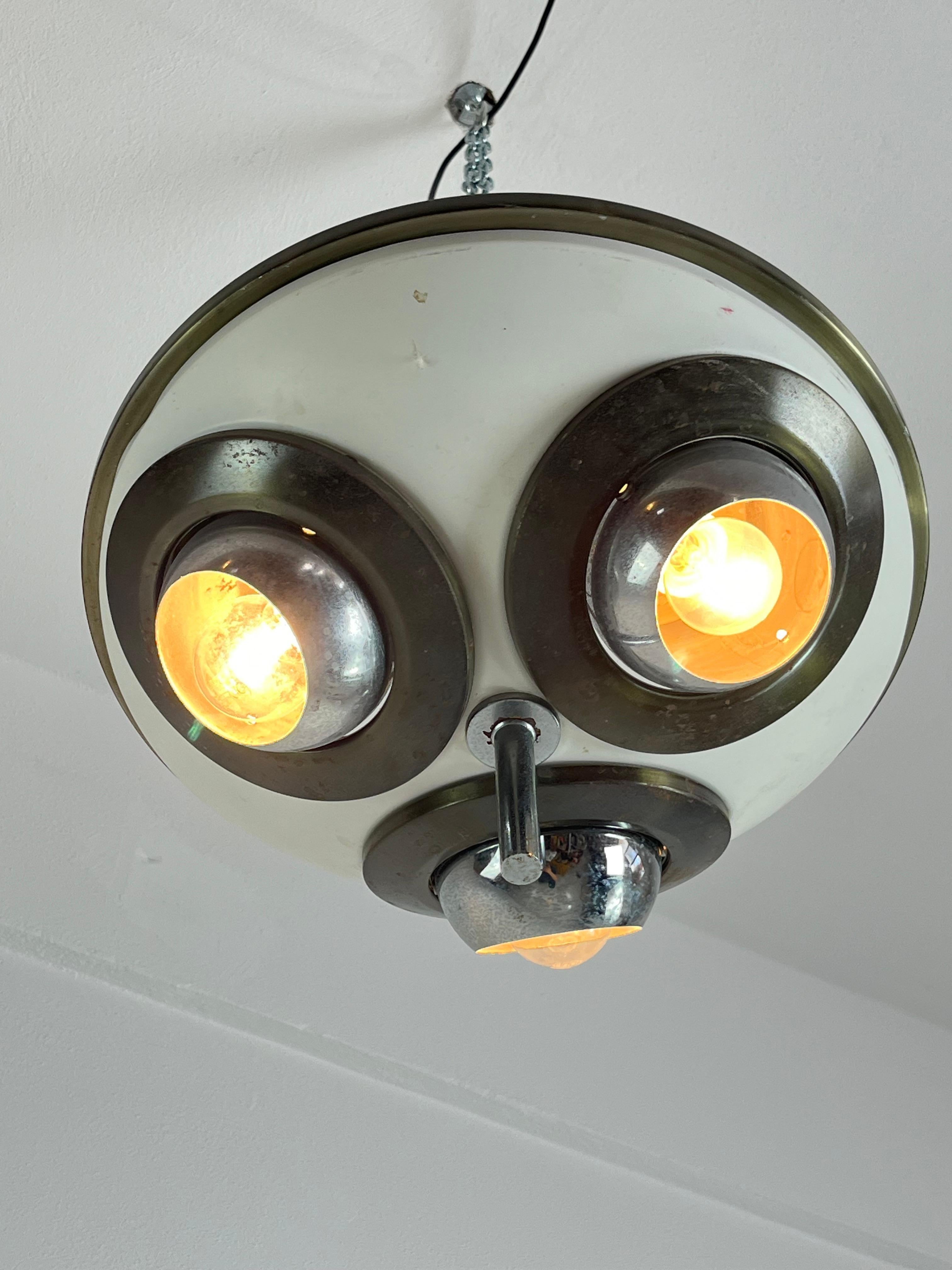 Set di 2 rari lampadari da soffitto di metà secolo  di Angelo Lelli per Arredoluce 1950 In condizioni buone in vendita a Palermo, IT
