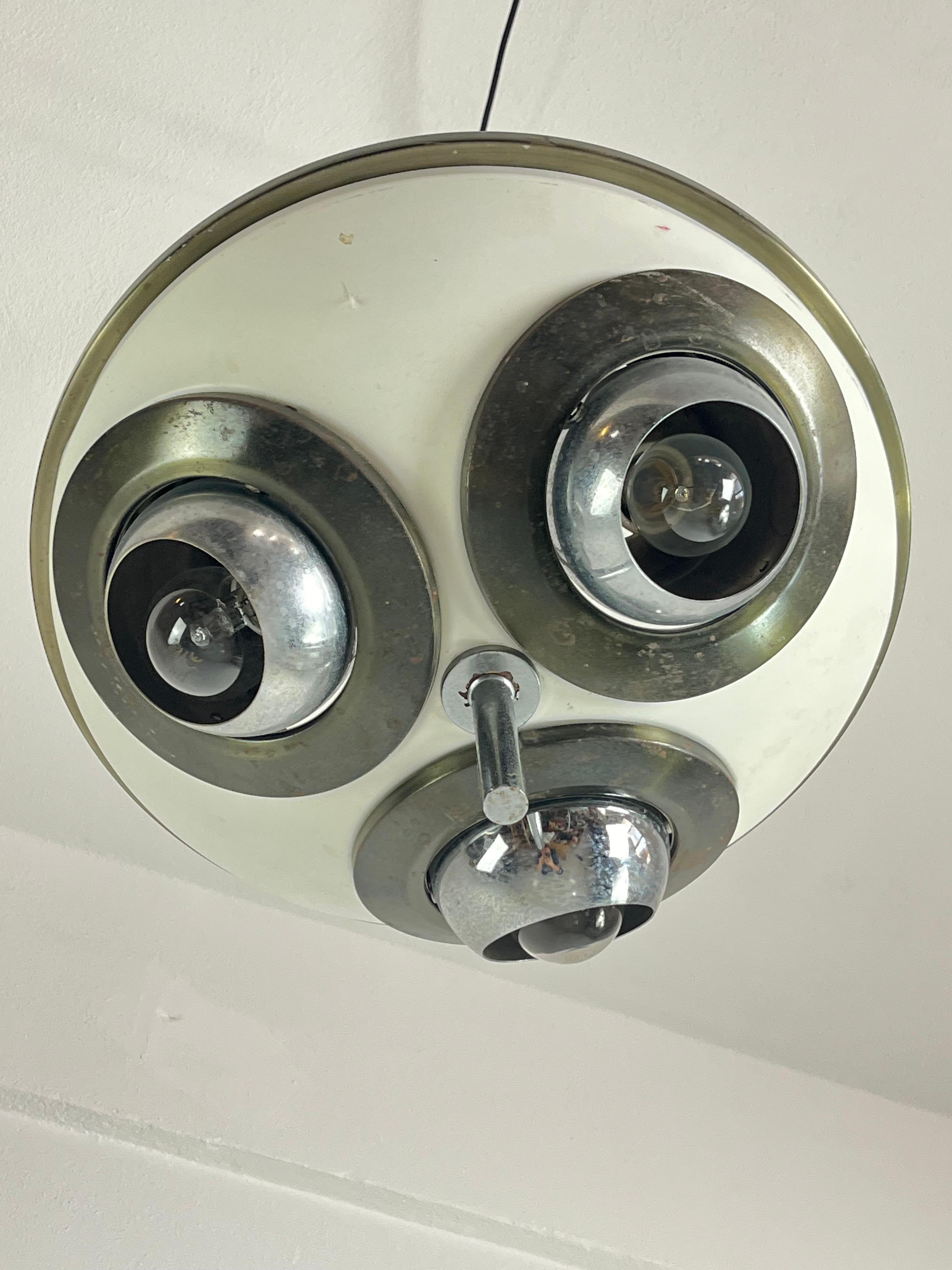 Metà XX secolo Set di 2 rari lampadari da soffitto di metà secolo  di Angelo Lelli per Arredoluce 1950 in vendita