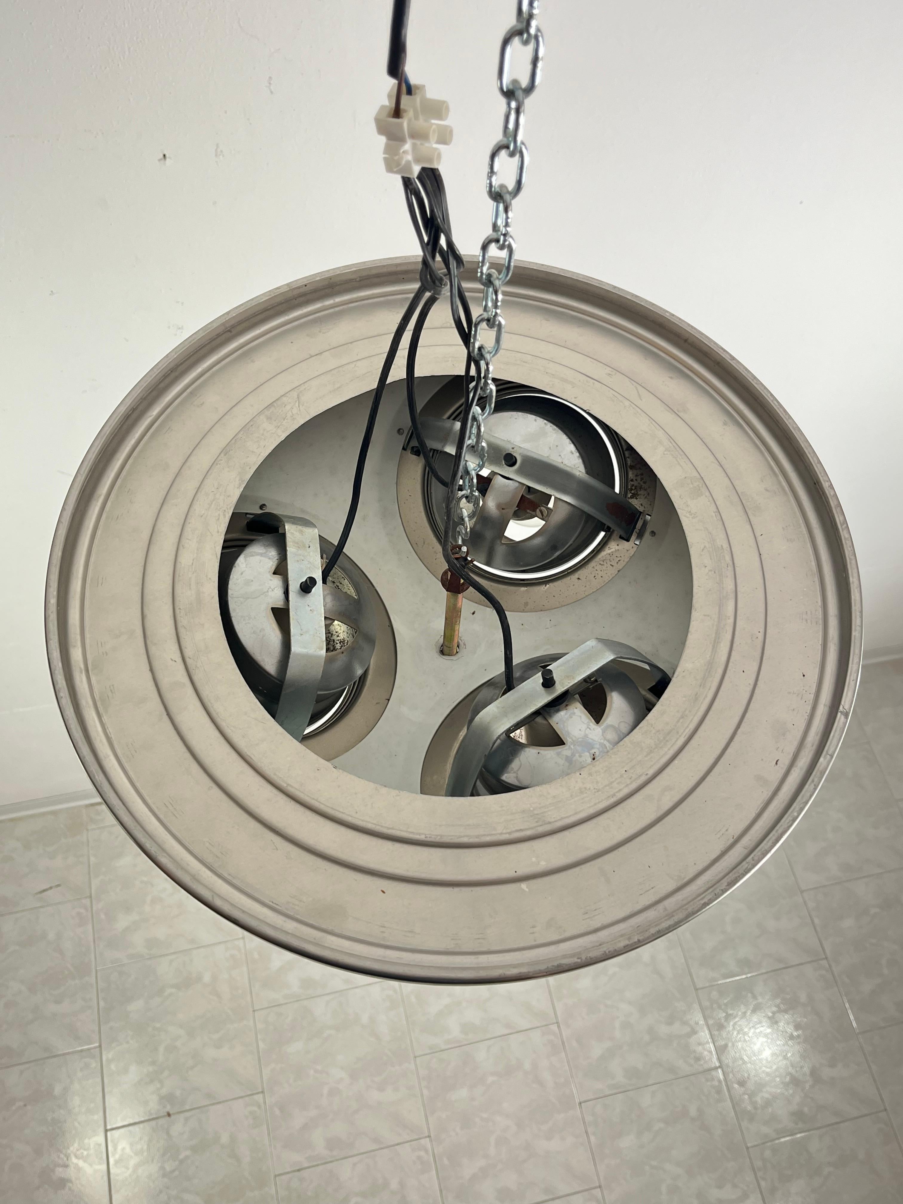Metallo Set di 2 rari lampadari da soffitto di metà secolo  di Angelo Lelli per Arredoluce 1950 in vendita