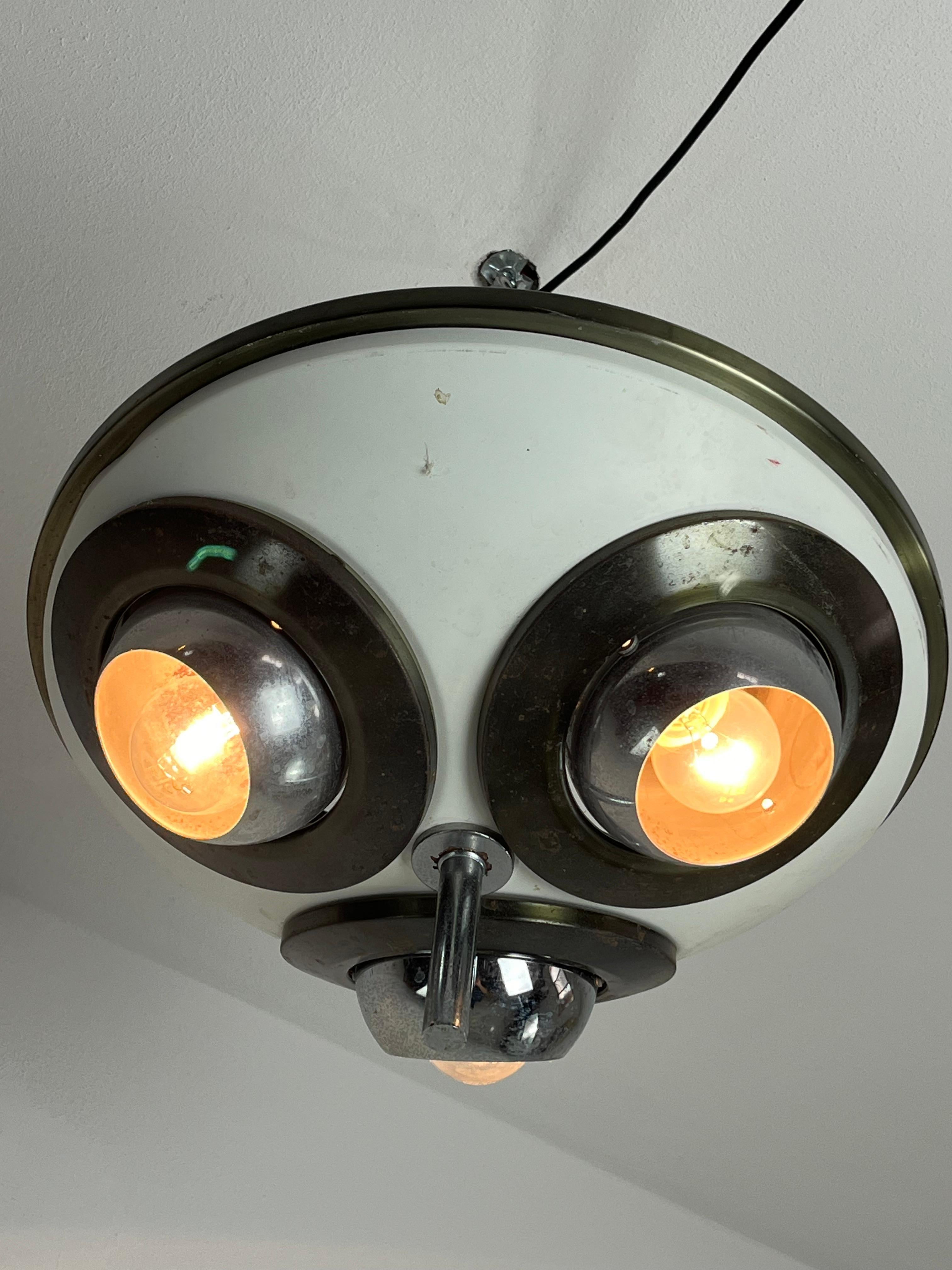 Set di 2 rari lampadari da soffitto di metà secolo  di Angelo Lelli per Arredoluce 1950 in vendita 2