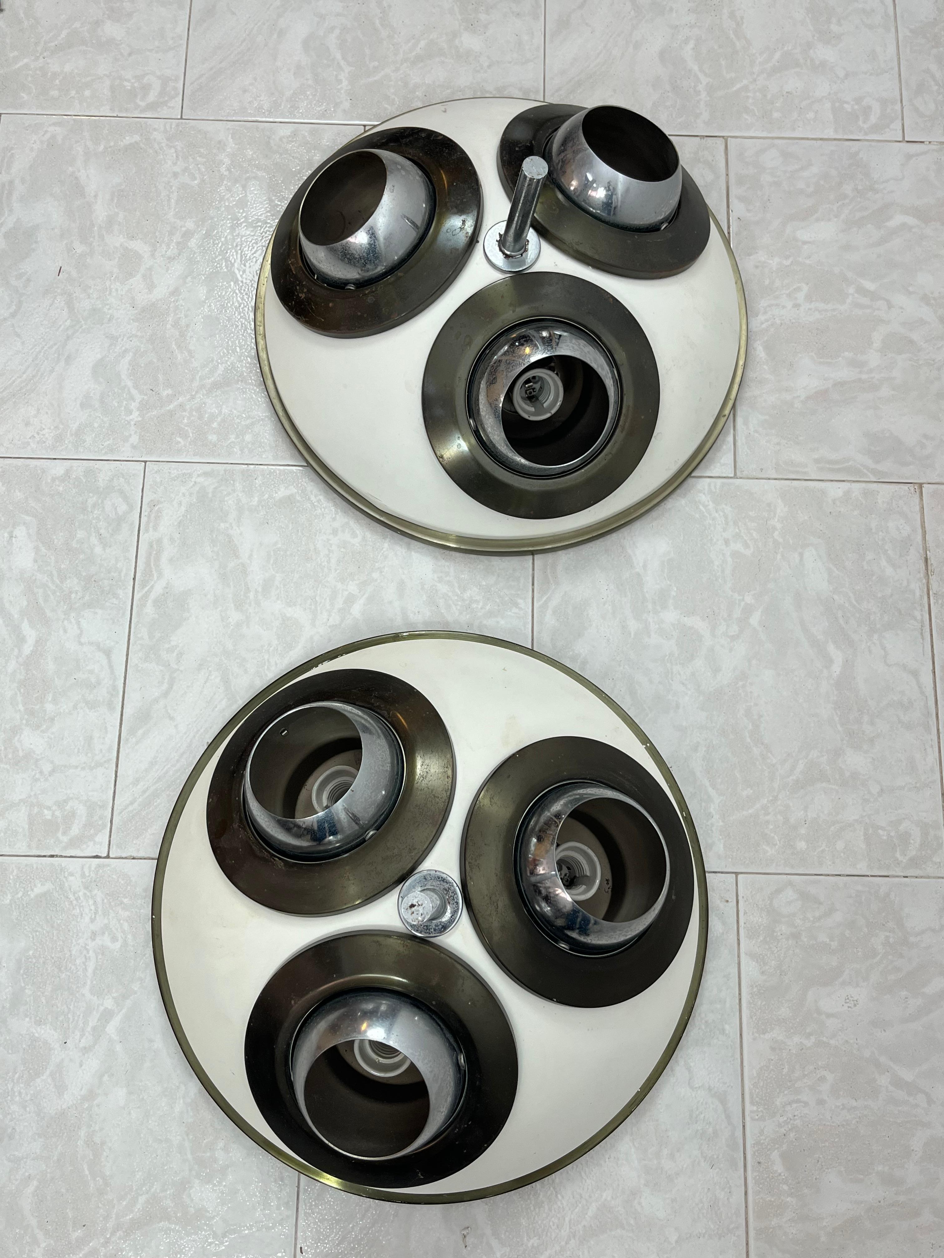 Set di 2 rari lampadari da soffitto di metà secolo  di Angelo Lelli per Arredoluce 1950 in vendita 3