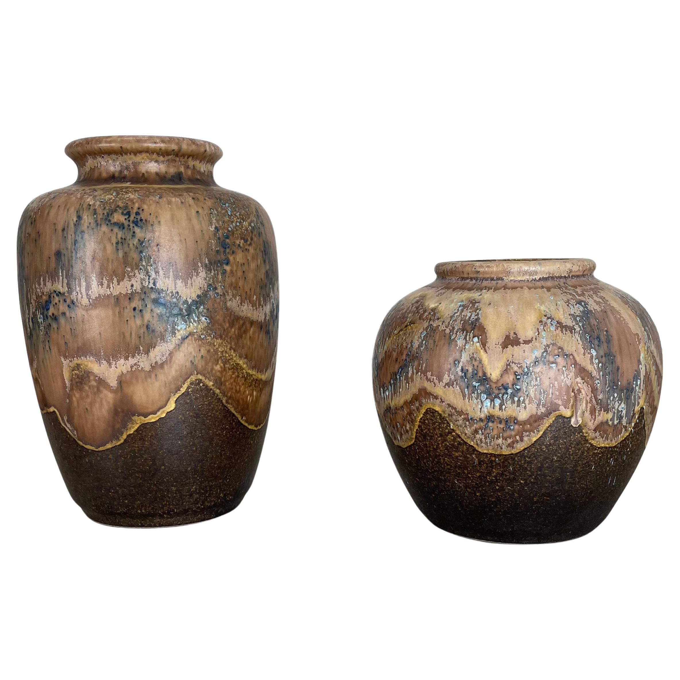 Set of 2 Rare Ceramic Pottery "lava" Vases by Dümler and Breiden, Germany, 1960s For Sale