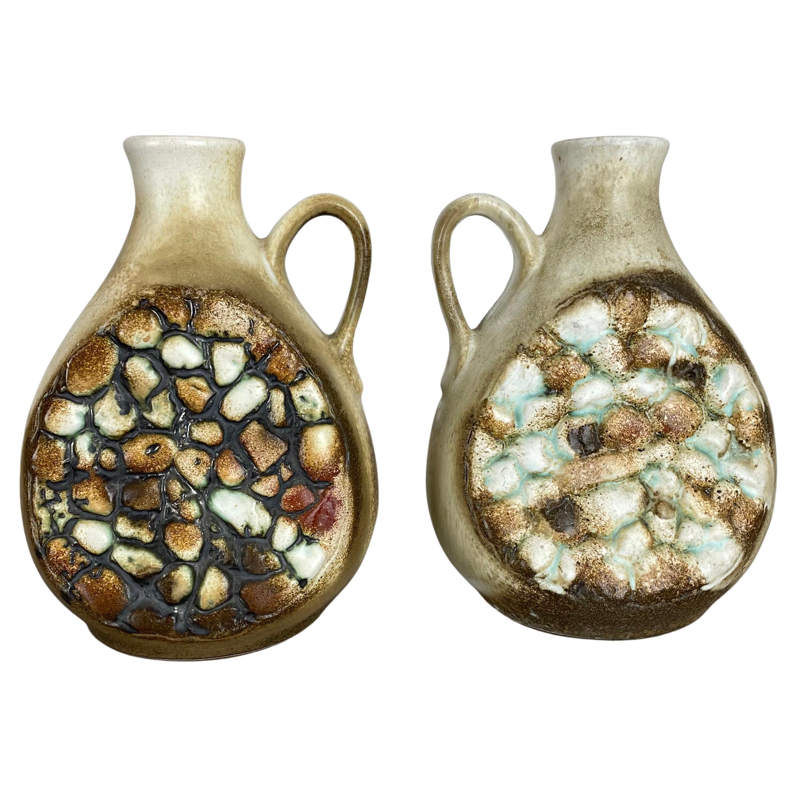 Set of 2 Rare Ceramic Pottery "STONES" Vases Dümler and Breiden, Germany, 1960s For Sale